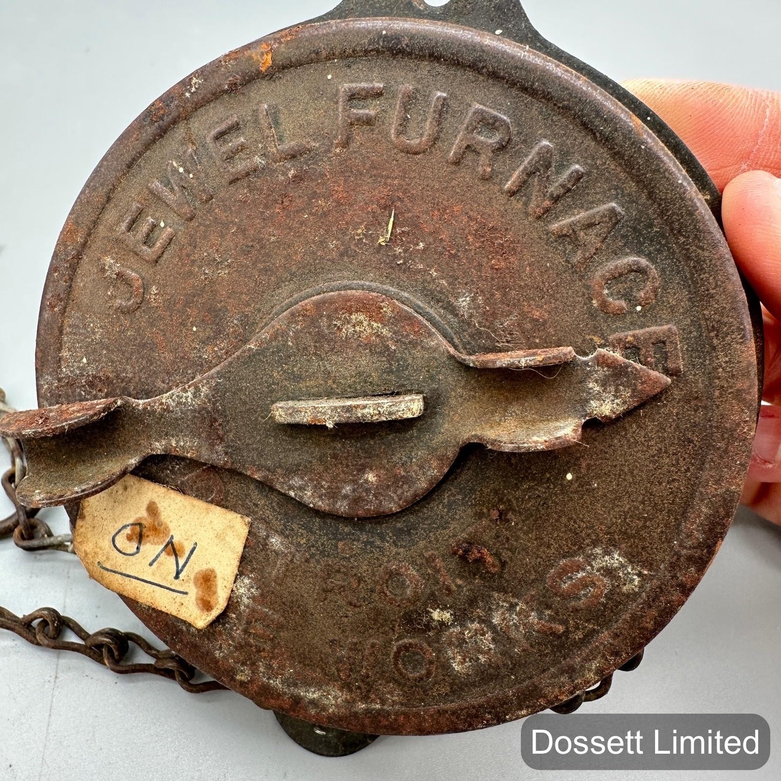 Vintage Jewel Furnace 5 In Round Cast Iron Flue Damper Chain Pull Made In USA