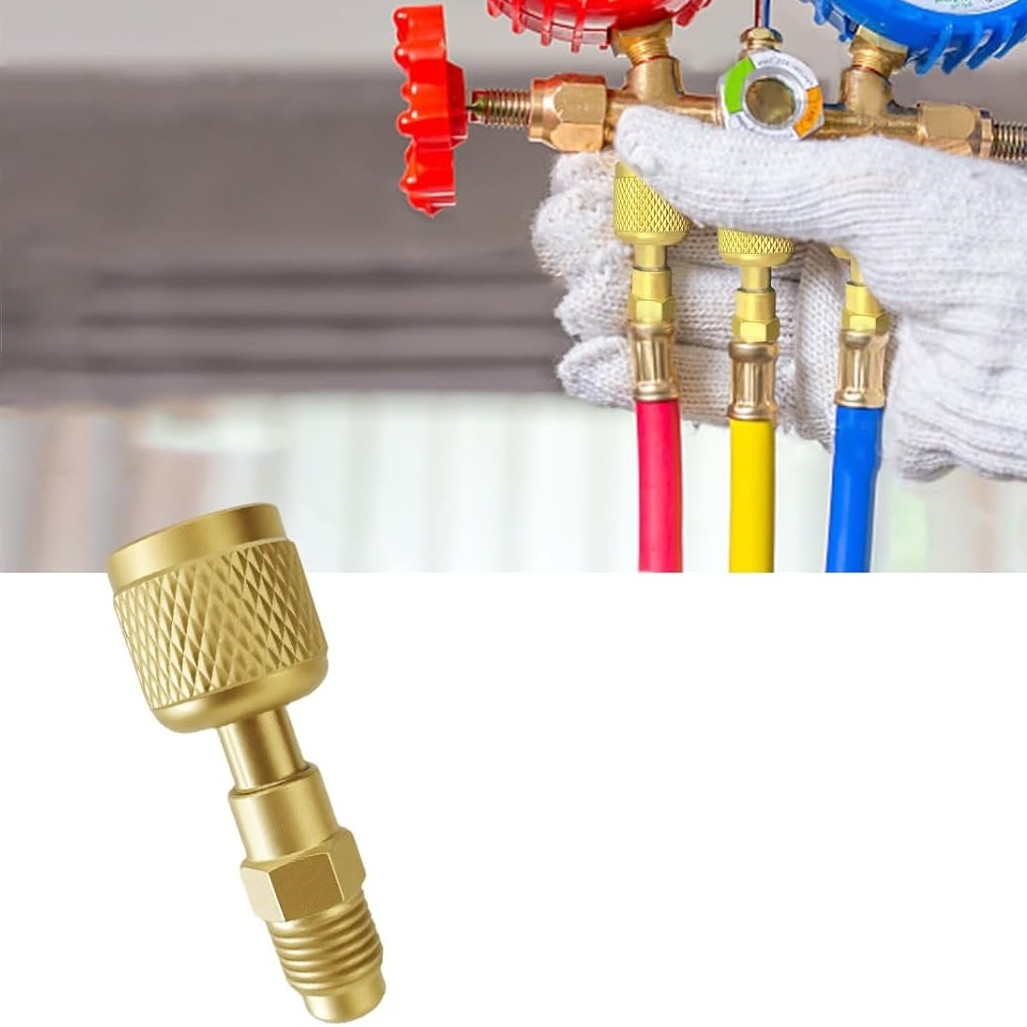 1Pcs R32 R454B Brass Adapter 1/4″ Thread For A2L R454B/R32 Tanks Split Systems