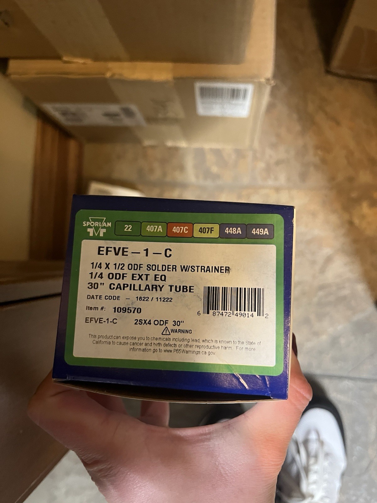 24 Sporlan TXV EFVE 1C 1/4×1/2 ODF SolderStrainer 1/4ODF EXTEQ30″CapillaryTube