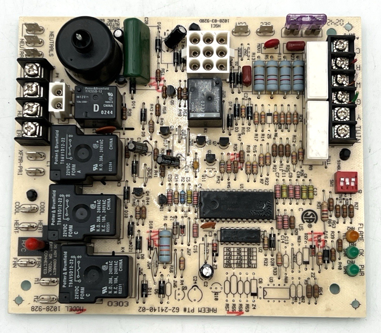 RHEEM 62-24140-02, 1028-83-9280 FURNACE CIRCUIT CONTROL BOARD #2