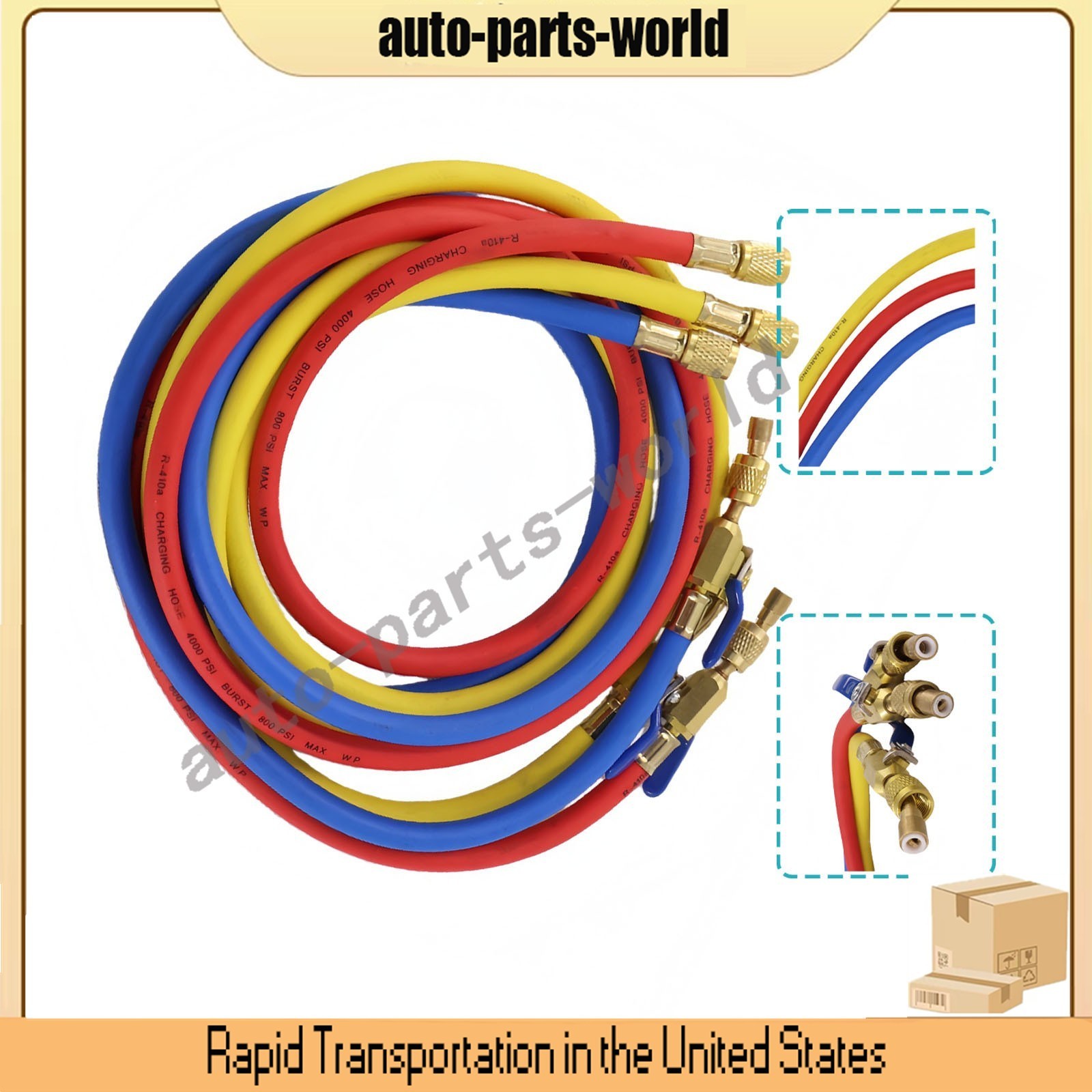 29986 For Plus II 1/4″ Charging Hose Set 72″ Compact Ball US STOCK