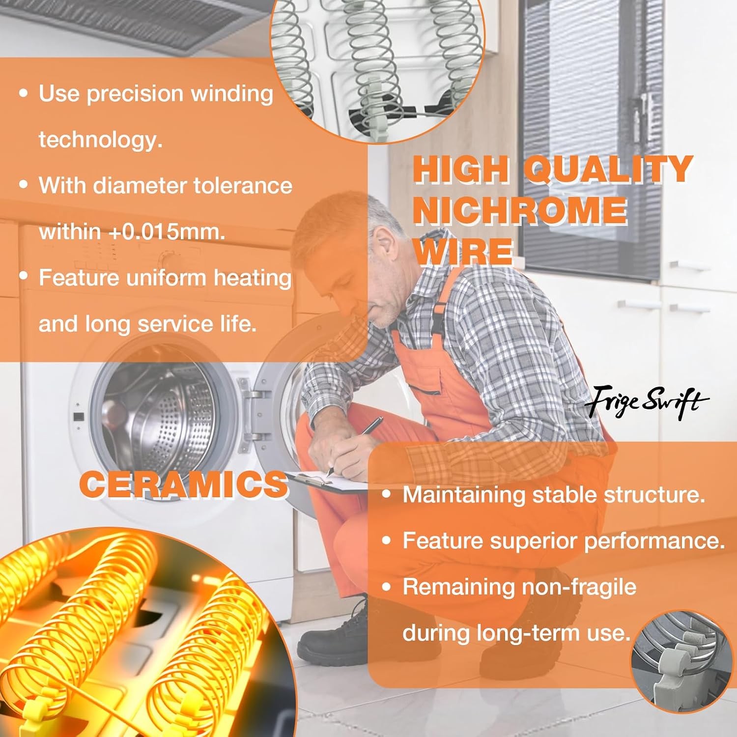 279838 Dryer Heating Element, 5400W High-Power Nickel-Chromium Alloy…