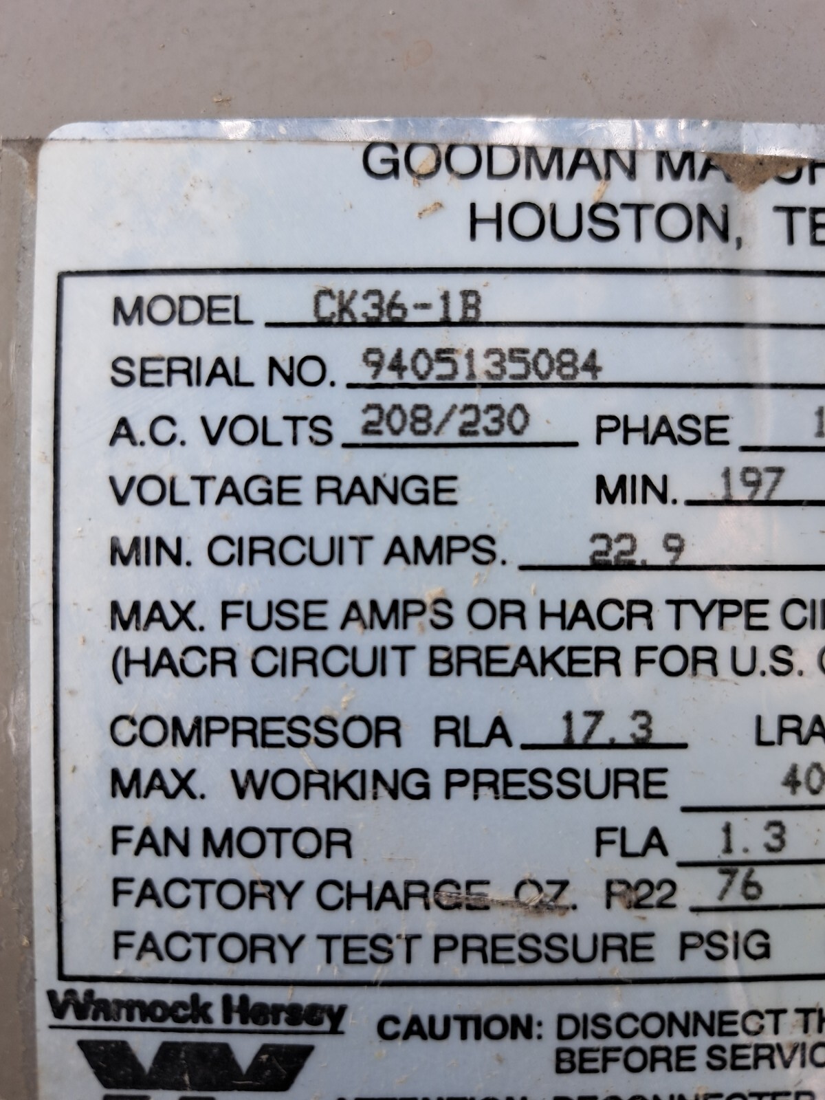 5KCP39BGP870S Genteq Condenser MOTOR, 1/6 HP, 208-230v 1075rpm B13400-251