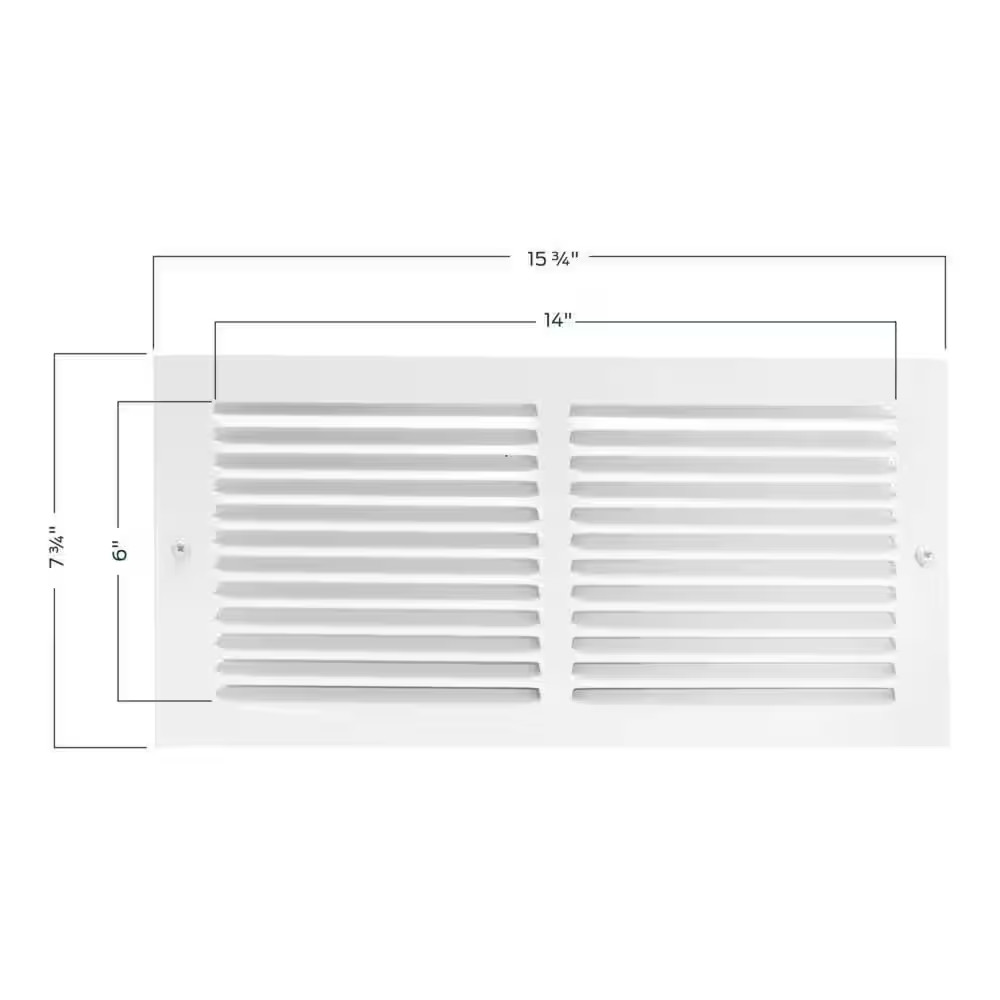 14 In. X 6 In. Steel Return Air Grille, White