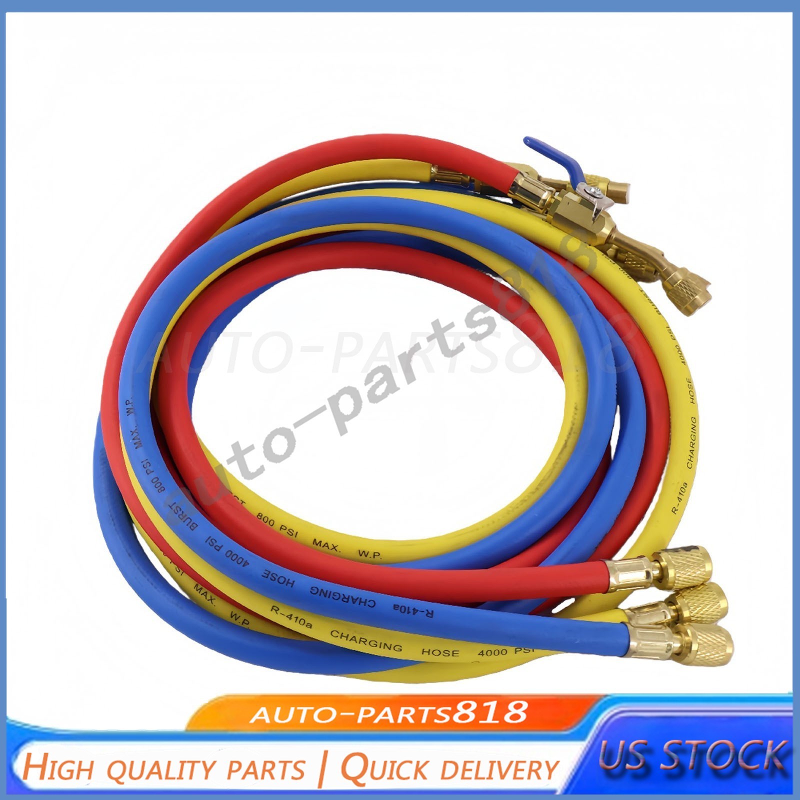 For R-410A Refrige 3Pack 29986 Plus II 1/4″ Hose with Compact Ball Valve 72″ US