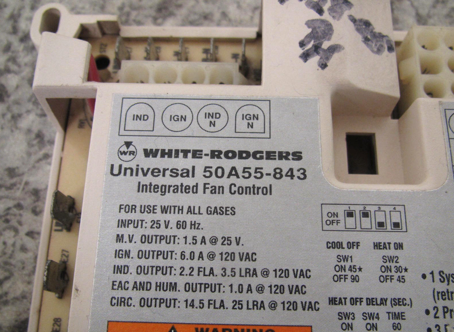 White-Rodgers 50A55-843 Universal Integrated Furnace Fan Control Board Module