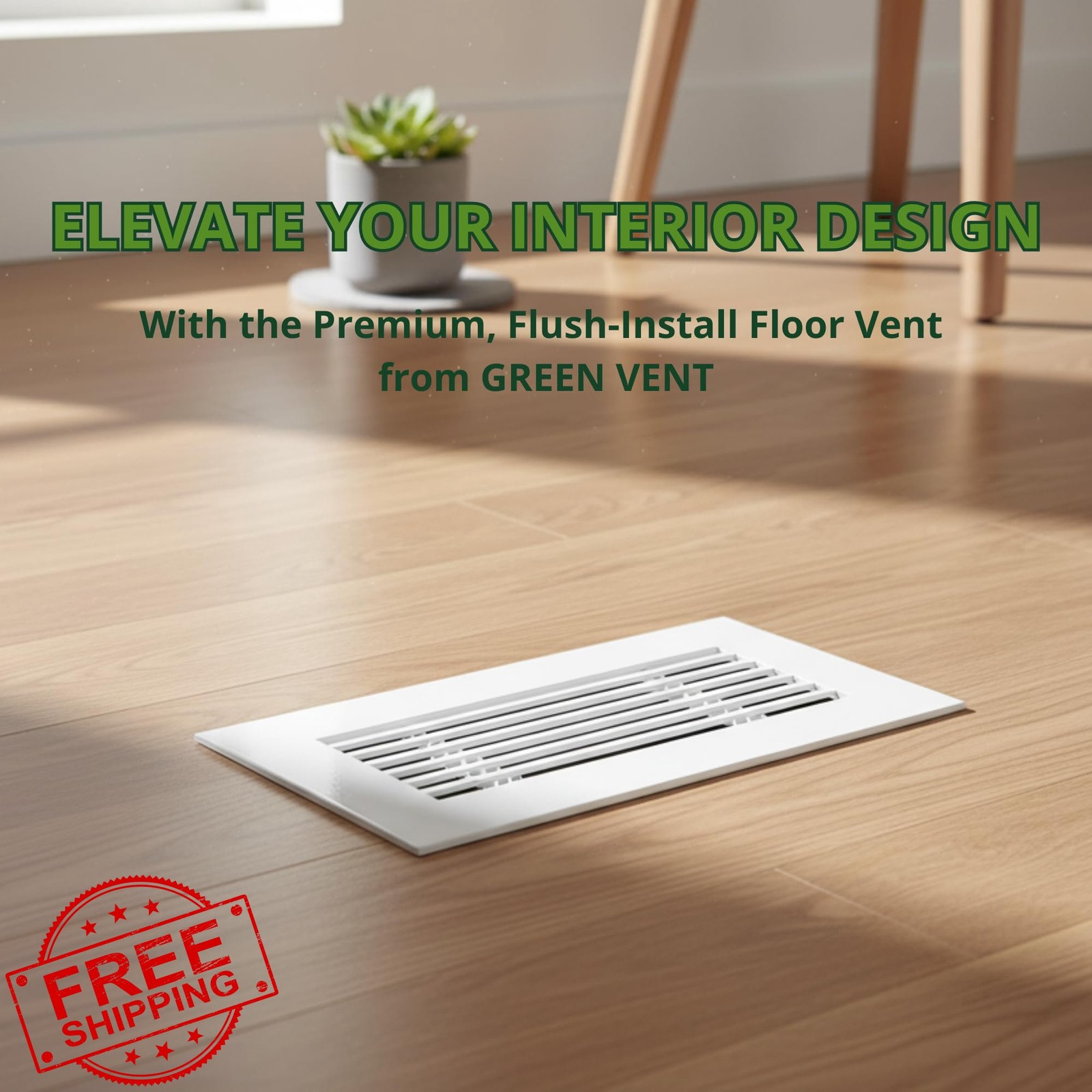 GREEN VENT White 4×10 Grille Floor Vent