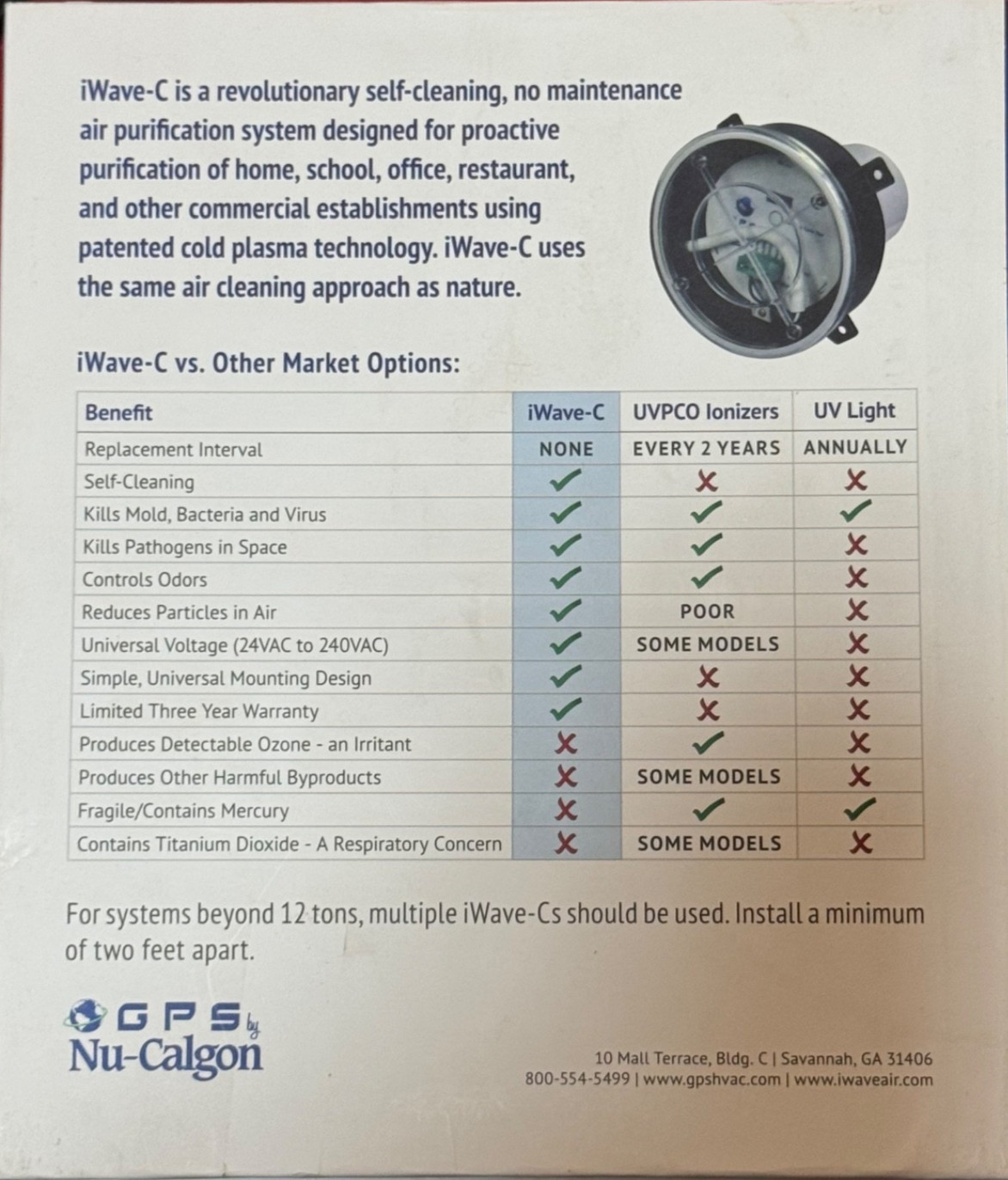 iWave-C Commercial Air Cleaner 4900-10 System, Up to 12 Ton Residential