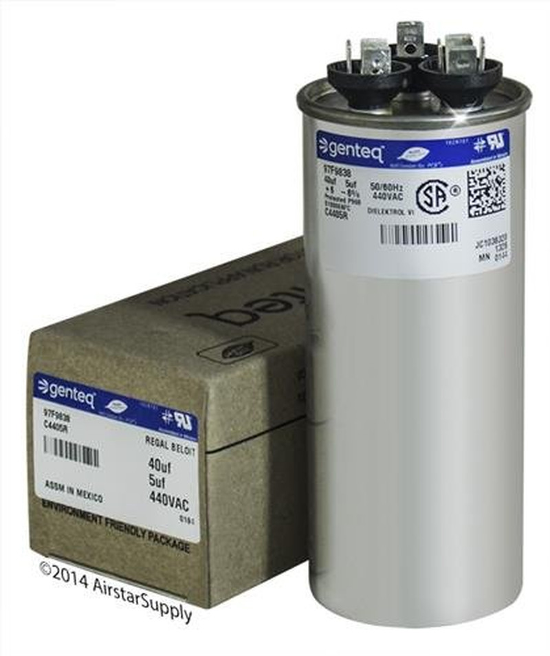 97F9856 – 40 + 5 Uf MFD 440 Volt VAC – round Dual Run Capacitor Upgrade