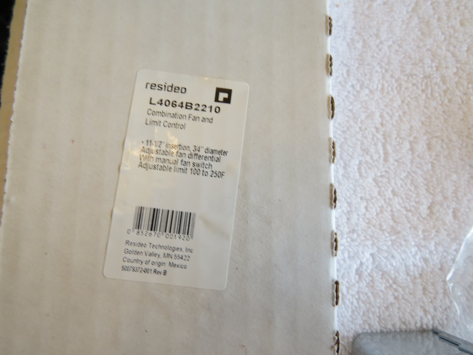 NEW RESIDEO [HONEYWELL] L4064B2210 COMBO FAN & LIMIT CONTROL 11-1/2″ INSERTION