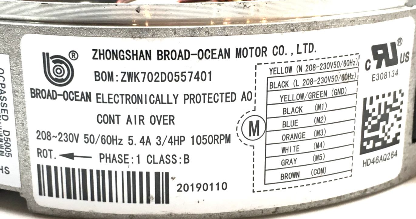 BROAD-OCEAN ZWK702D0557401 ECM Module ONLY KMSAH012C90 3/4HP 208/230V used #W546