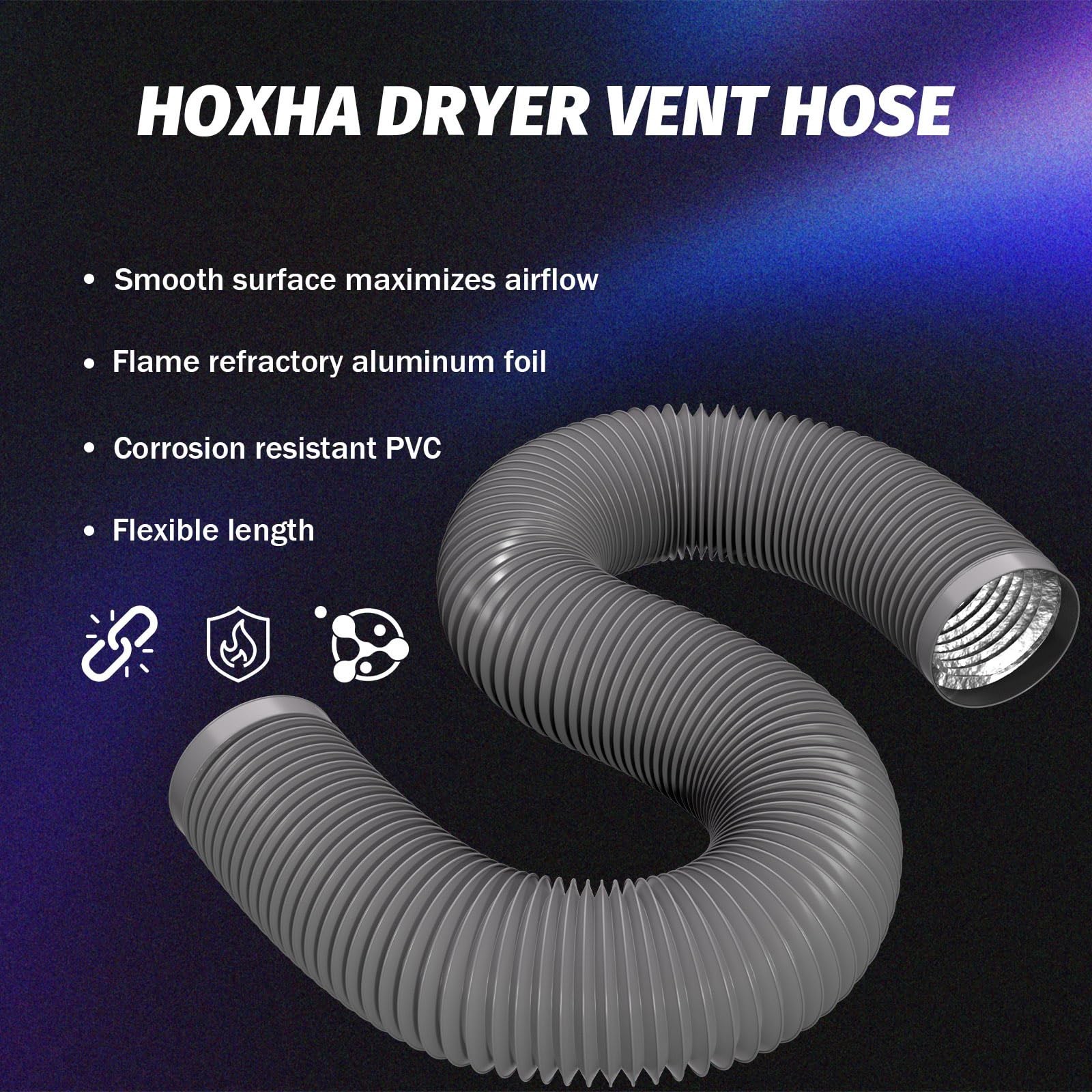 HOXHA 4″ Dryer Vent Hose Dryer Duct, Insulated Air Ducting Flexible Exhasut H…