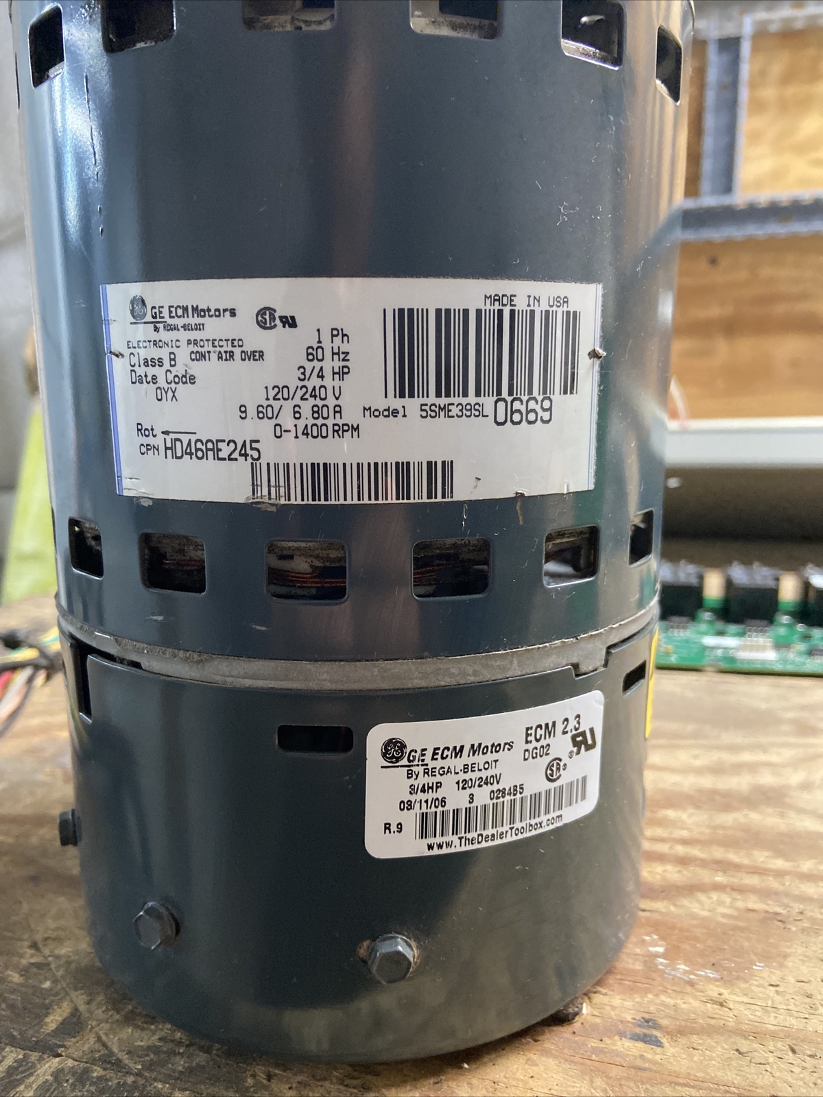GE MOTORS 5SME39SL0669 BLOWER MOTOR 3/4 HP 120/240 V. ECM 2.3 CPNHD46AE245