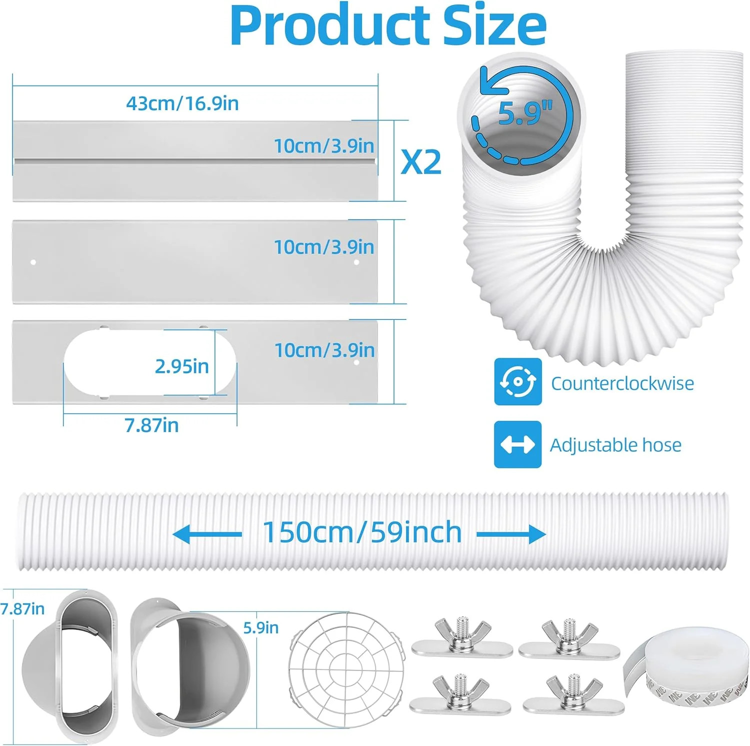 Portable Air Conditioner Window Vent Kit – Adjustable AC Window Kit Fits Sliding