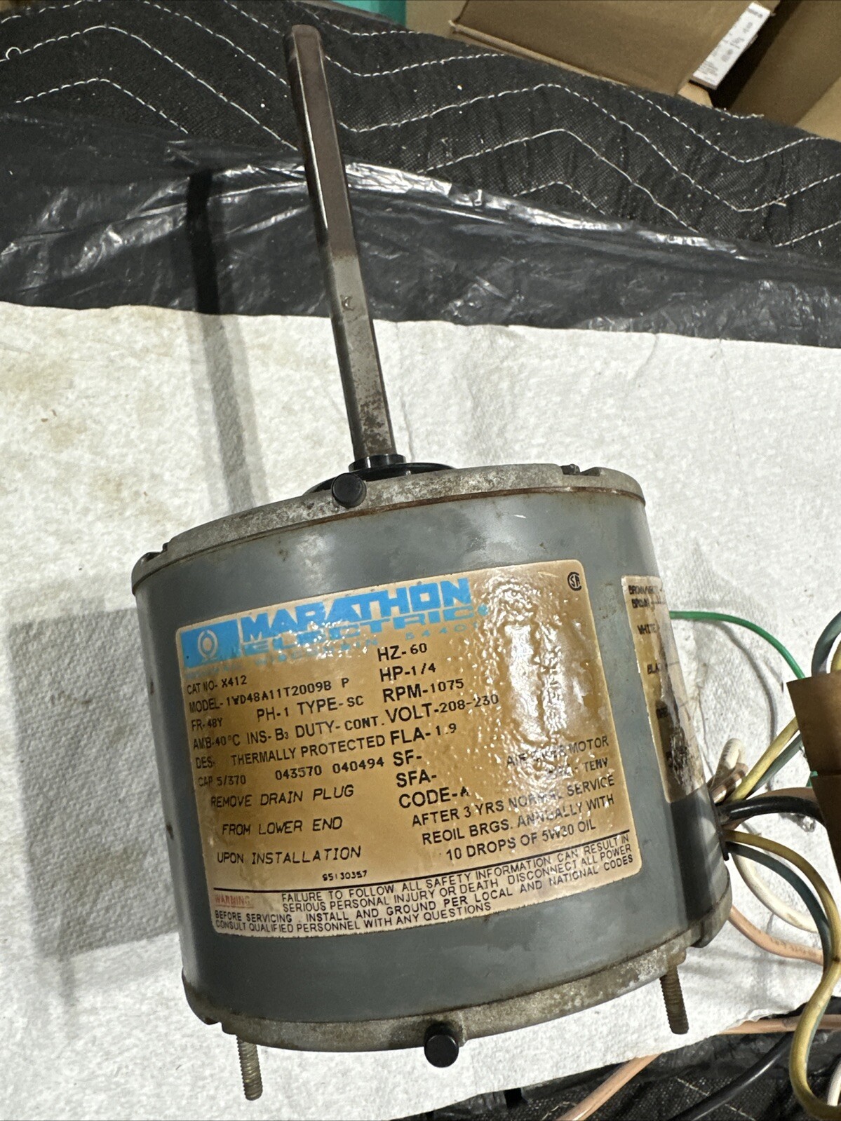 Mod. 1WD48A11T2009B P Condenser Fan Motor 1/4-HP 1075-RPM