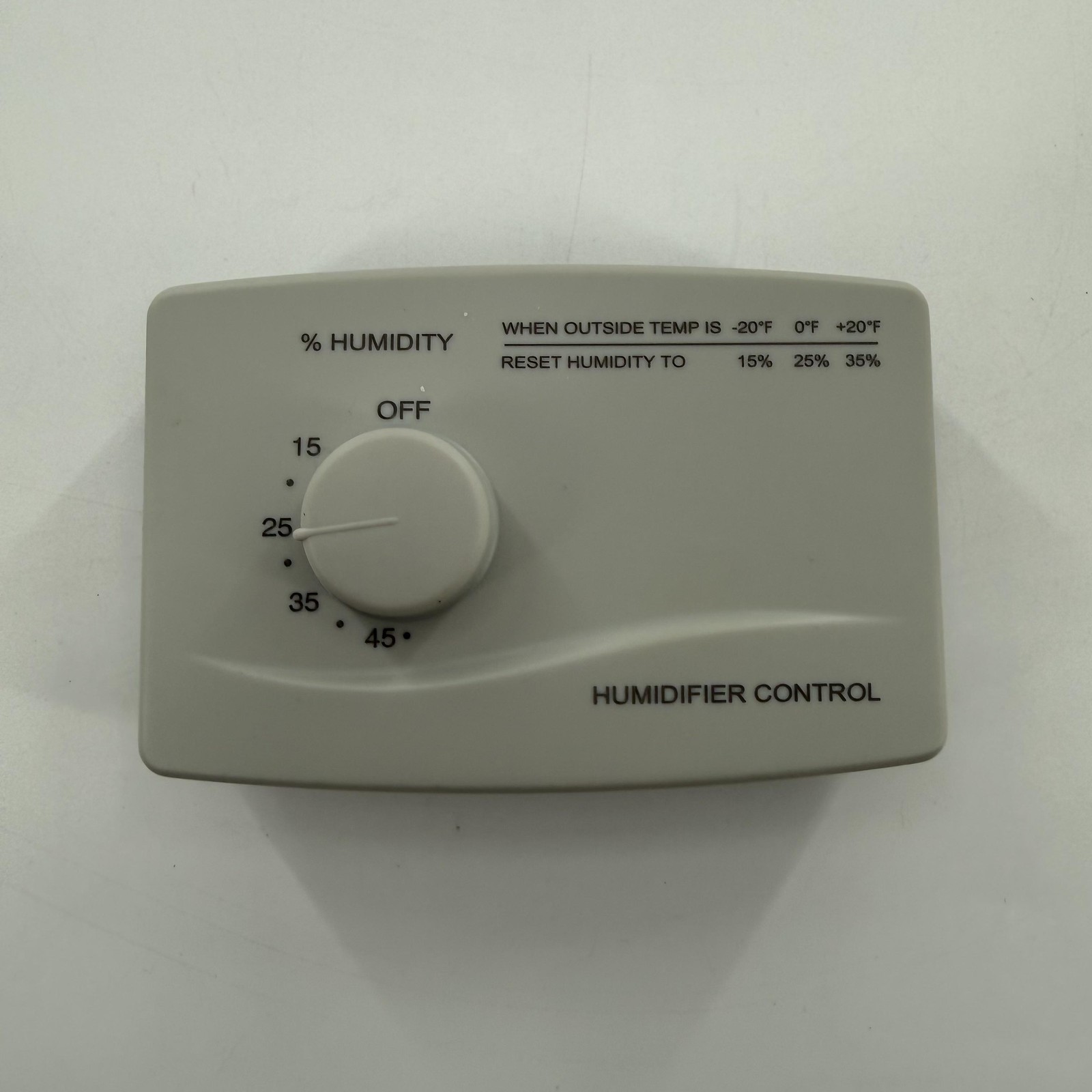 Humidifier Control Wall Humidistat Adjustable Dial Non Programmable Gray HVAC
