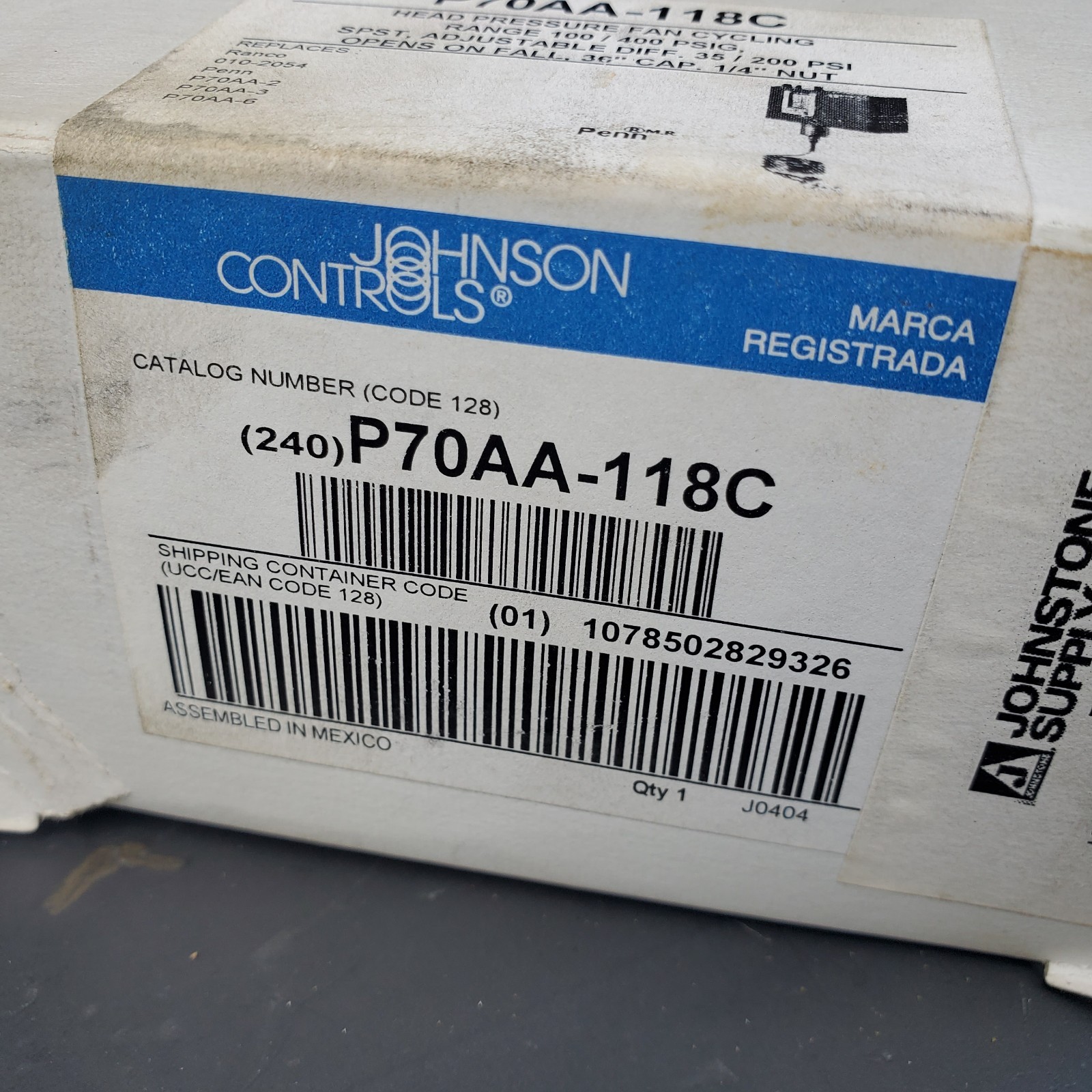 Johnson Controlls PENN P70AA-118C High Pressure Fan Cycling Control