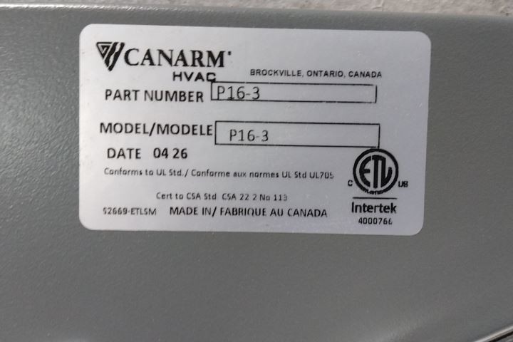 Canarm P16-3 115V Panel Fan
