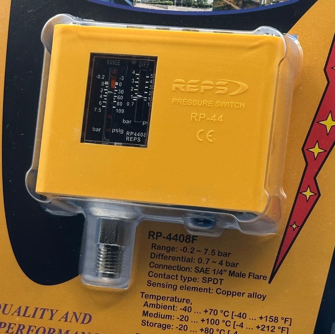 REPS RP-4408F Pressure Switch / KP1 Compatible /−0.2–7.5 Bar /SPDT /SAE G1/4″ MF