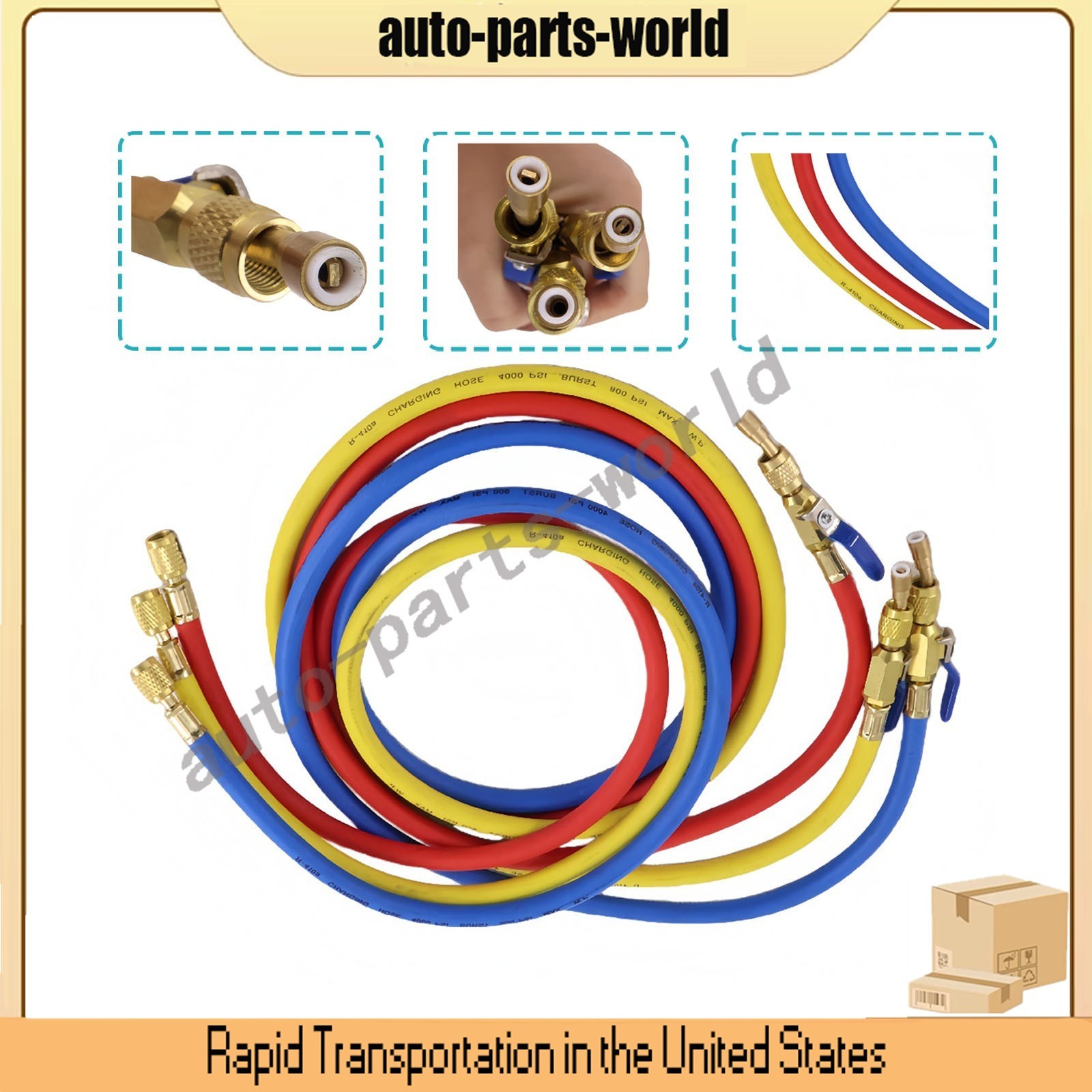 29986 For Plus II 1/4″ Charging Hose Set 72″ Compact Ball US STOCK