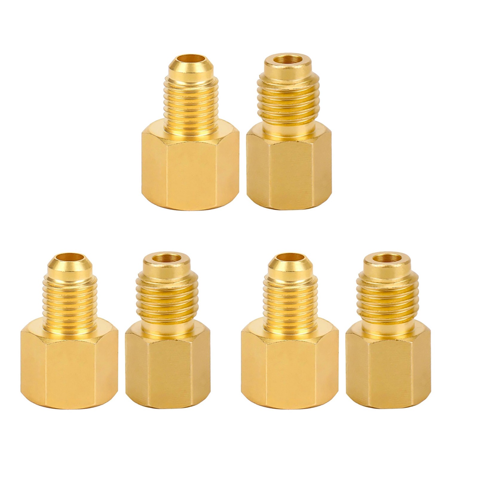 6PCS Brass Refrigerant Tank Adapters R134A to R12 Fitting Adapter for AC Systems