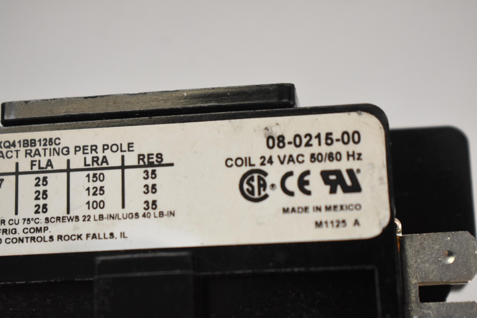 Hartland Controls 08-0215-00 25A 2-Pole Contactor Coil 24VAC Refrigeration HVAC