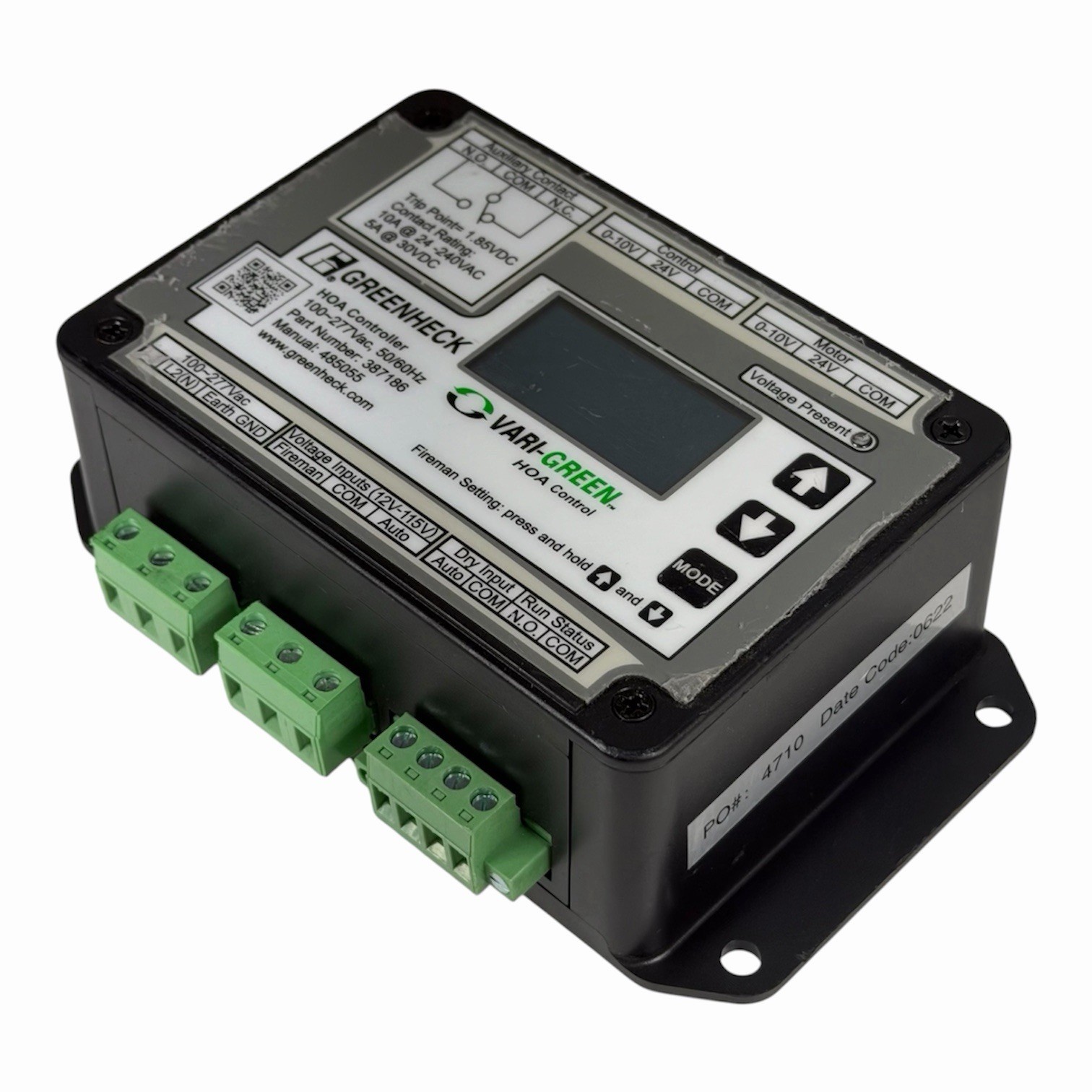 Greenheck 387186 Vari-Green HOA (Hand-Off-Auto) Control Transformer 100–277 VAC