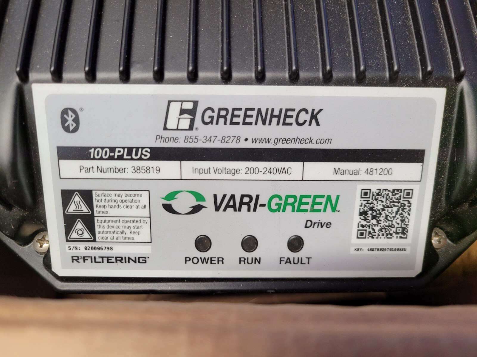 New Greenheck VGD-100PLUS-200-8-F Vari-Green Drive 200-240VAC 3 Phase Type 4 VFD