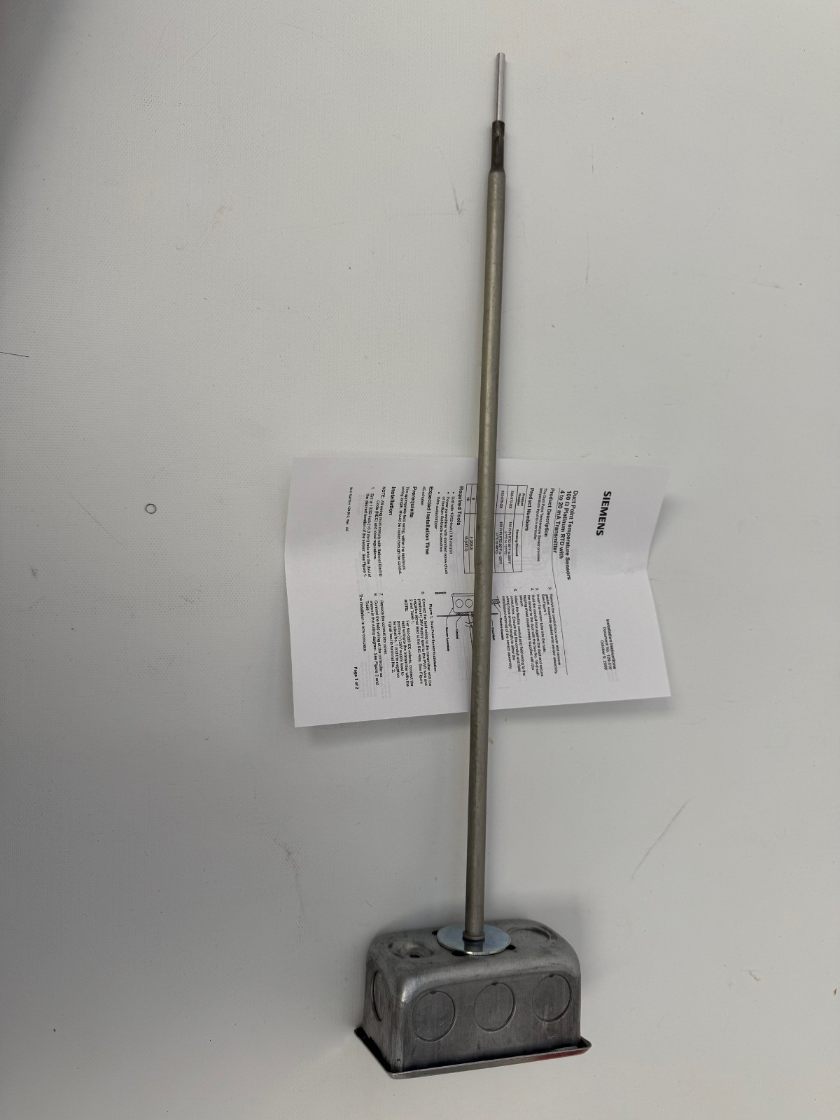 SIEMENS 533-376-18 DUCT TEMP SENSOR 18″ PROBE 20-120 F NEW OPEN BOX