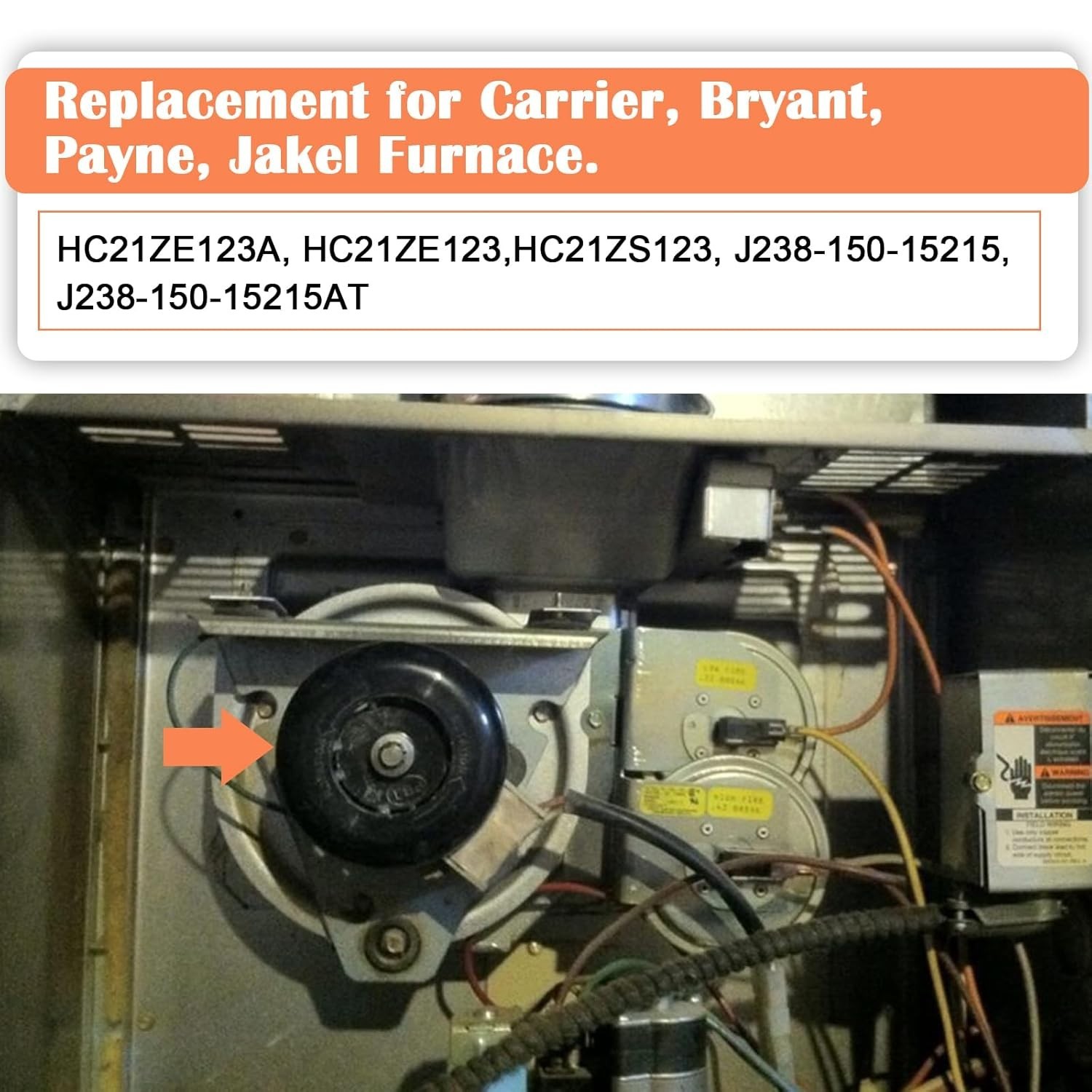 J238-150-15215 HC21ZE123A Inducer Motor Assembly for Jakel, Carrier, Payne, Brya