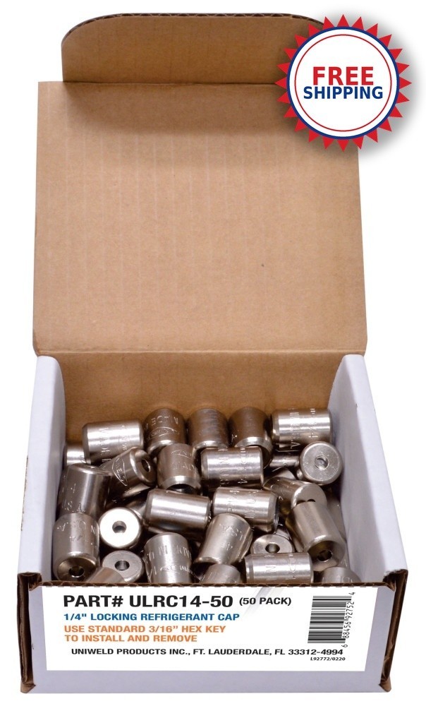 AC Refrigerant Locking Caps, 1/4in 50-Pack – Tamper-Proof, Anti-Theft FREE SHIP