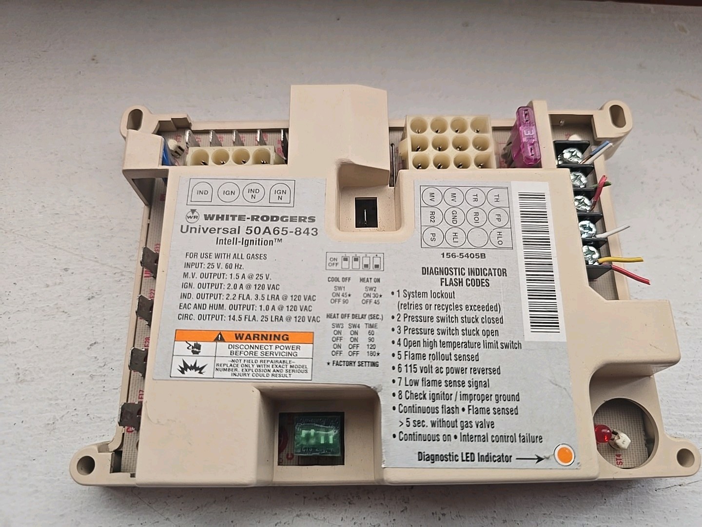 White Rodgers Furnace Control Board 50A65-843 Num#522
