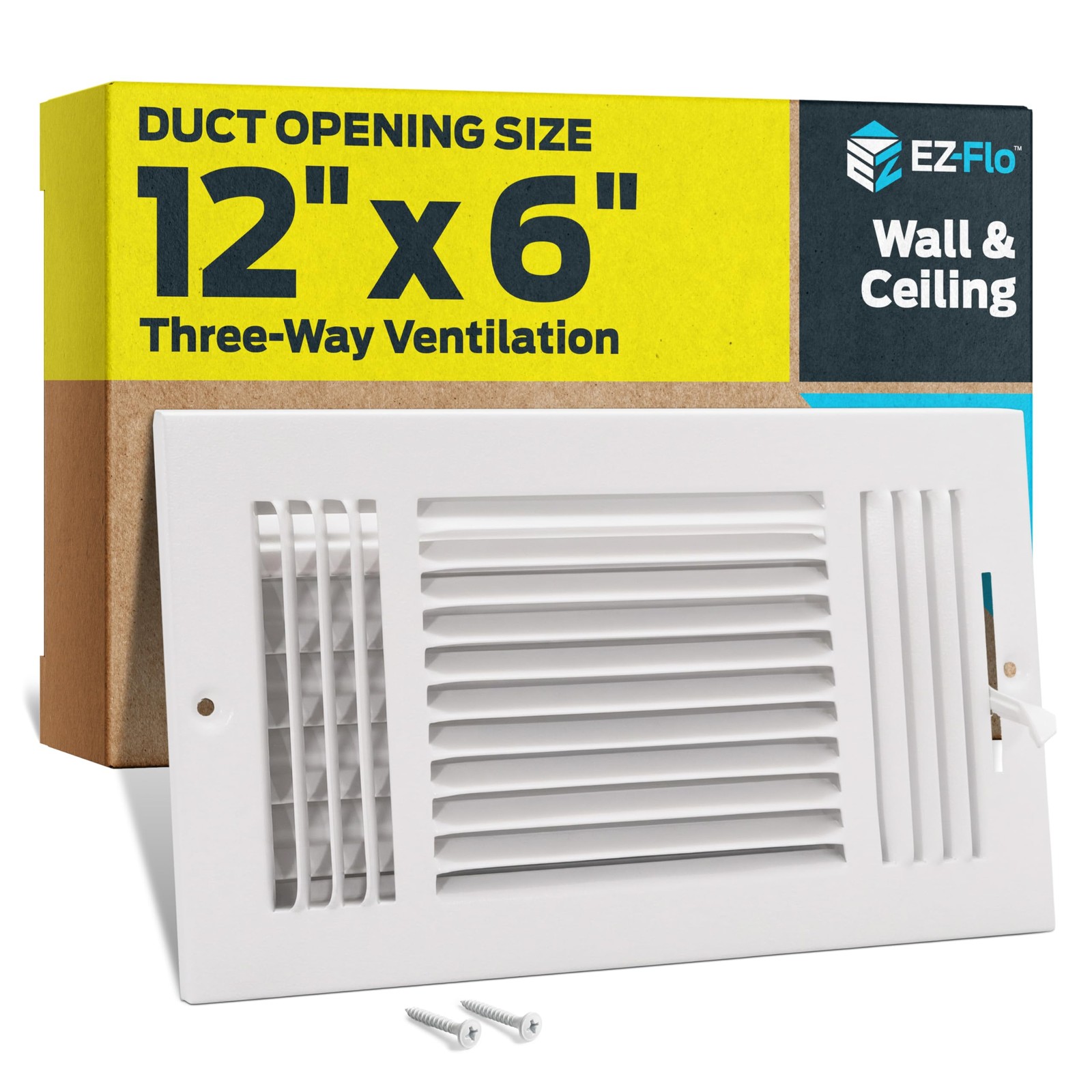 12 x 6 Inch (Duct Opening) Air Vent Cover for 12 in. x 6 in., White