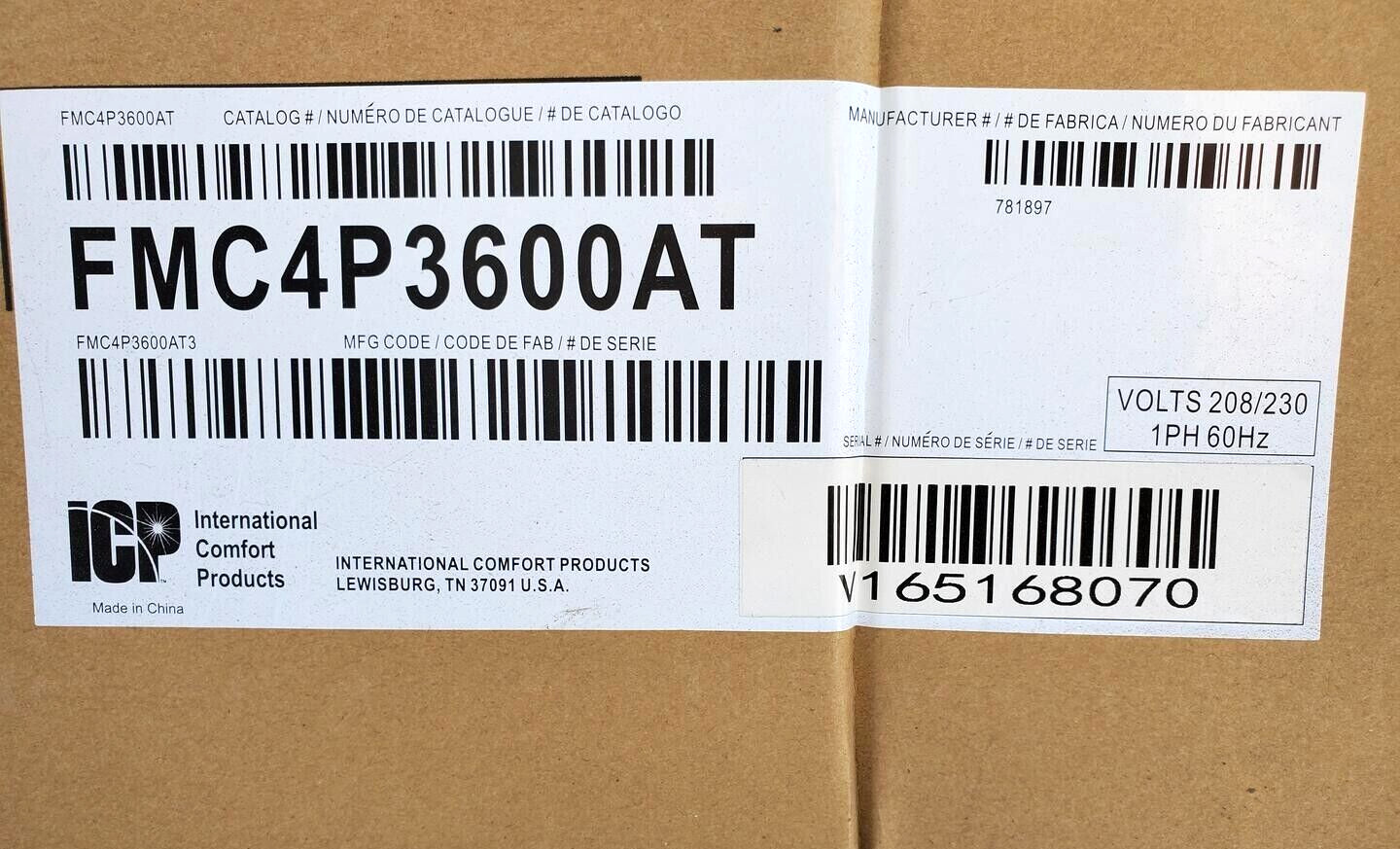 Carrier Smartcomfort 3 Ton Cased Ceiling Mount Fan Coil w/ Psc Motor FMC4P3600AT