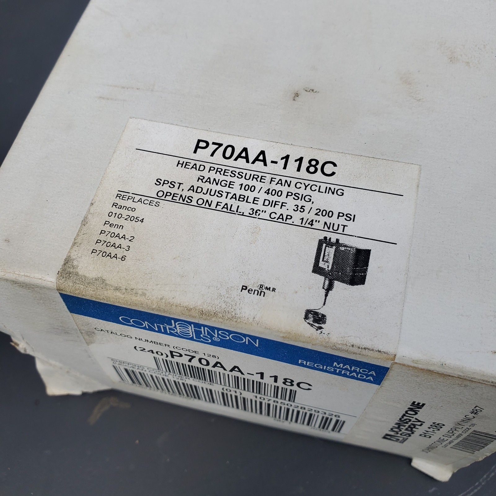Johnson Controlls PENN P70AA-118C High Pressure Fan Cycling Control