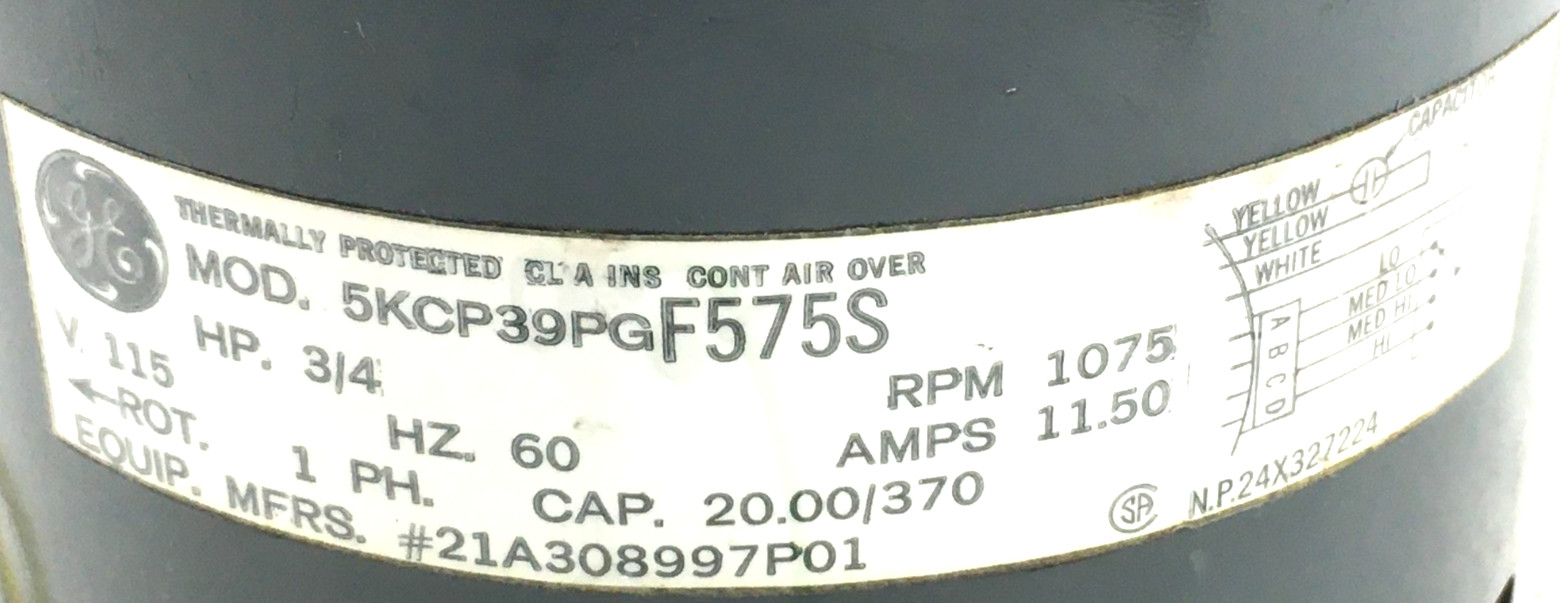 GE 5KCP39PGF575S 21A308997P01 Blower Motor 3/4HP 1075RPM 1PH 115V used #MP523