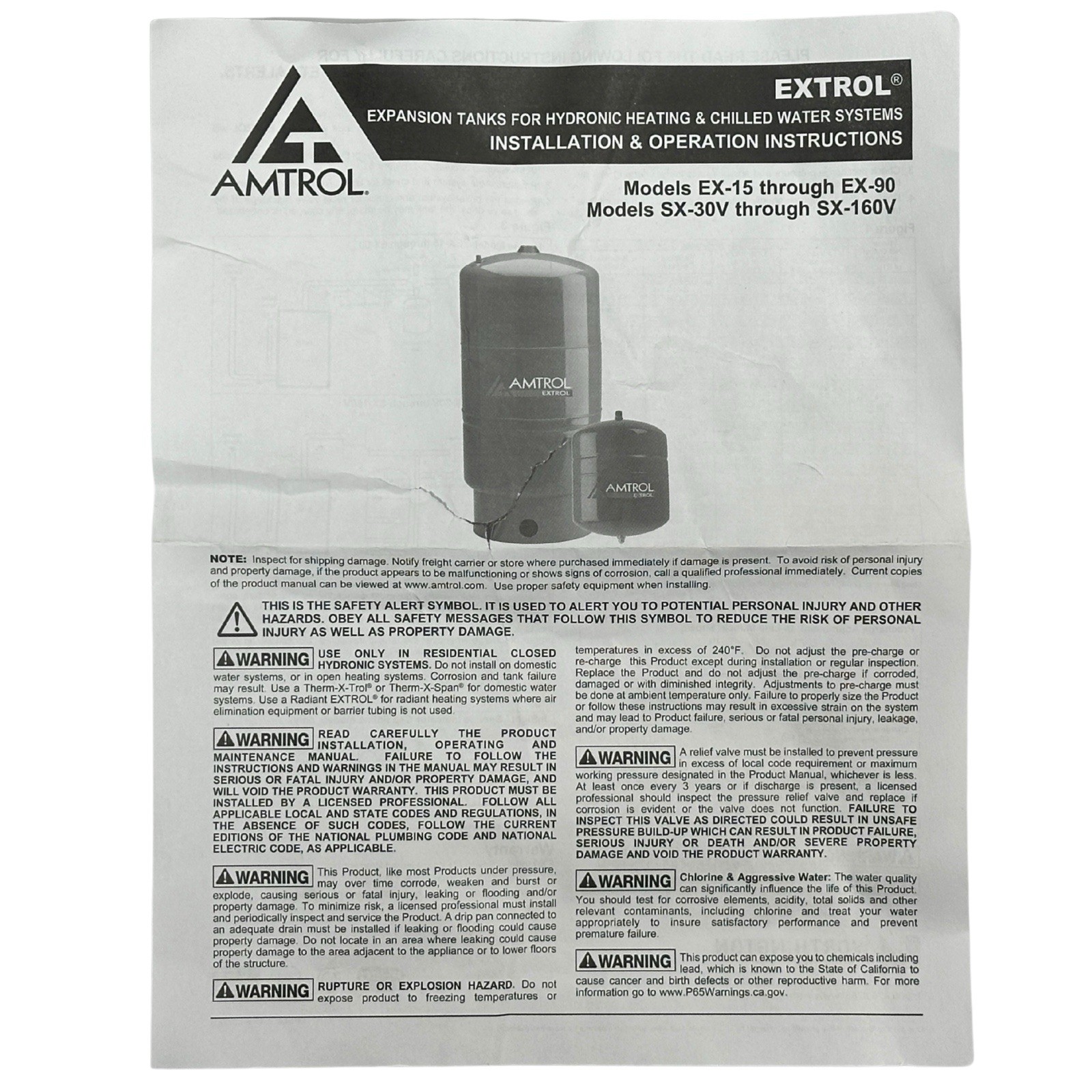 Amtrol Extrol EX-30 Boiler Expansion Tank – 102-1 (Dented Corner / Scuff Marks)