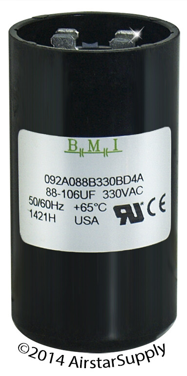 88-108 uF x 330 VAC BMI # 092A088B330BD4A Motor Start AC Capacitor w/ Resistor