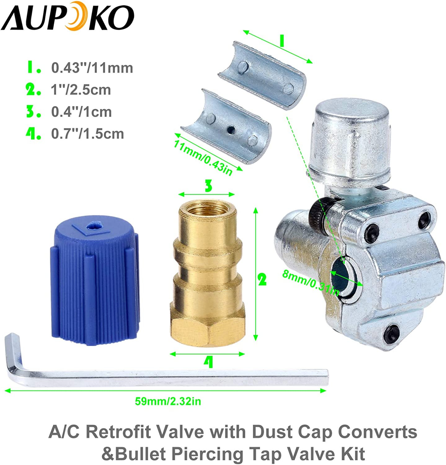 HVAC Retrofit Valve Kit A/C Line Tap Valve BPV31 R12 R22 R502 R134A Dust Cap