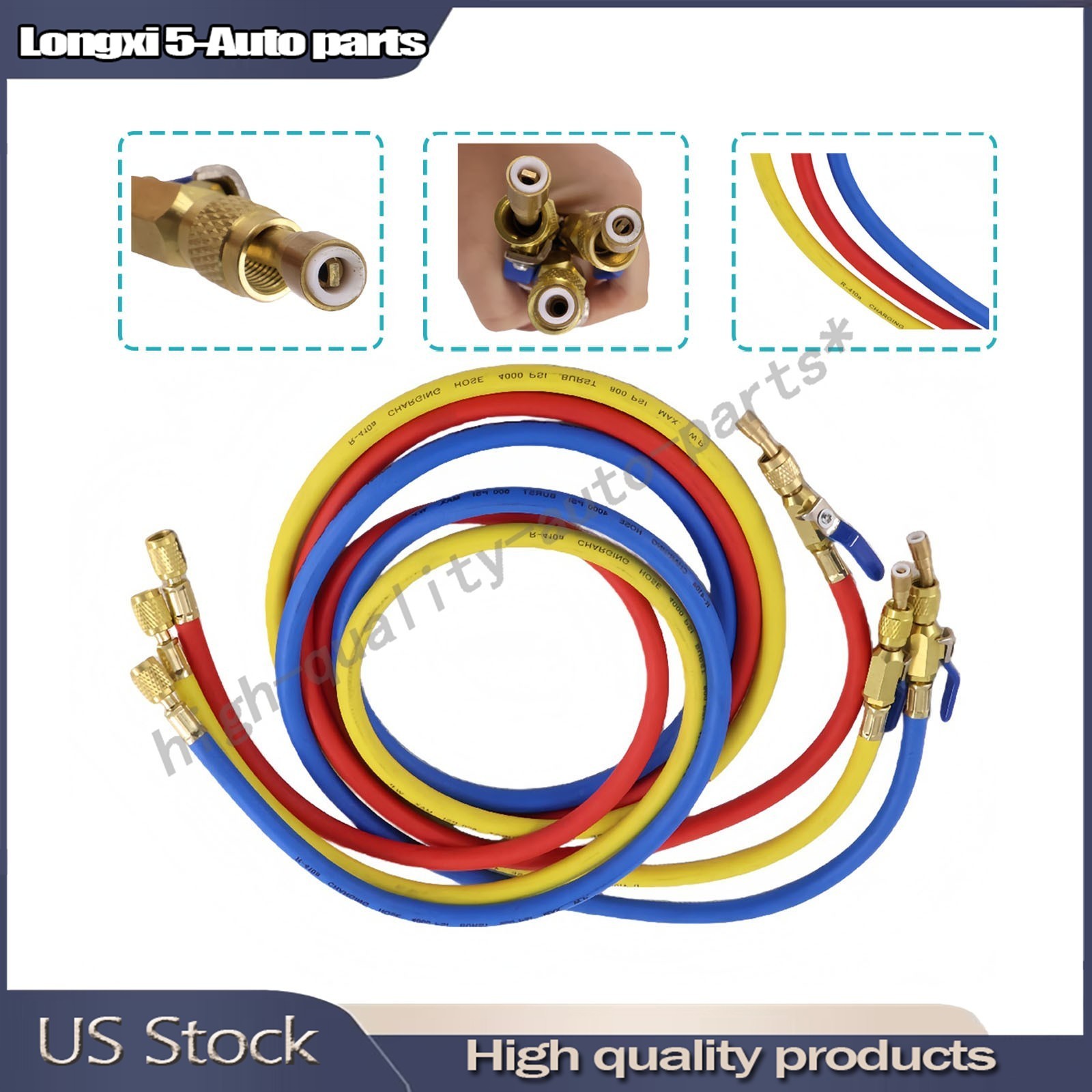 3Pack 29986 Plus II 1/4″ Hose with Compact Ball Valve 72″ Fits R-410A Refrige