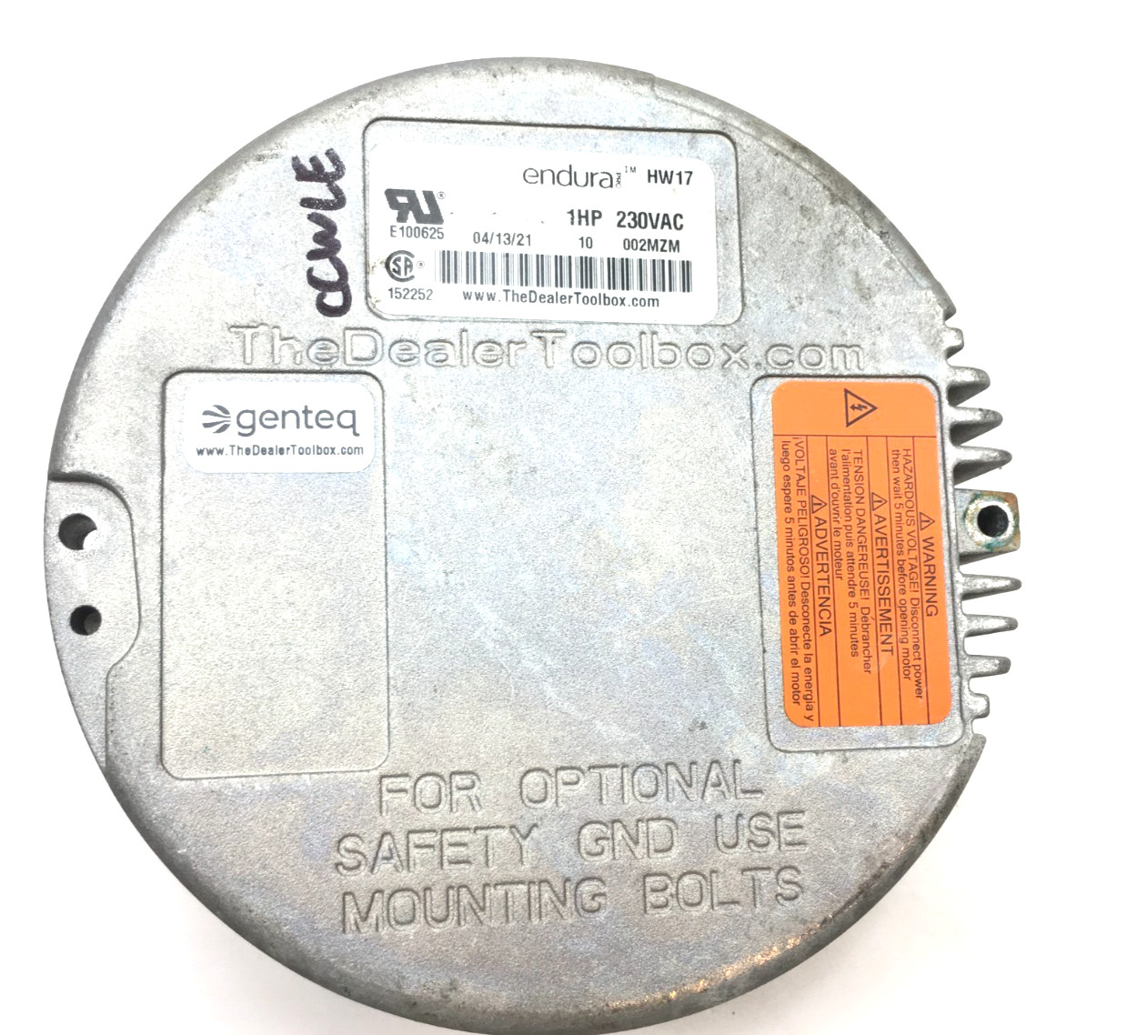 Genteq Endura HW17 Module Only 230VAC 1HP CCW LE rotation used #Z137