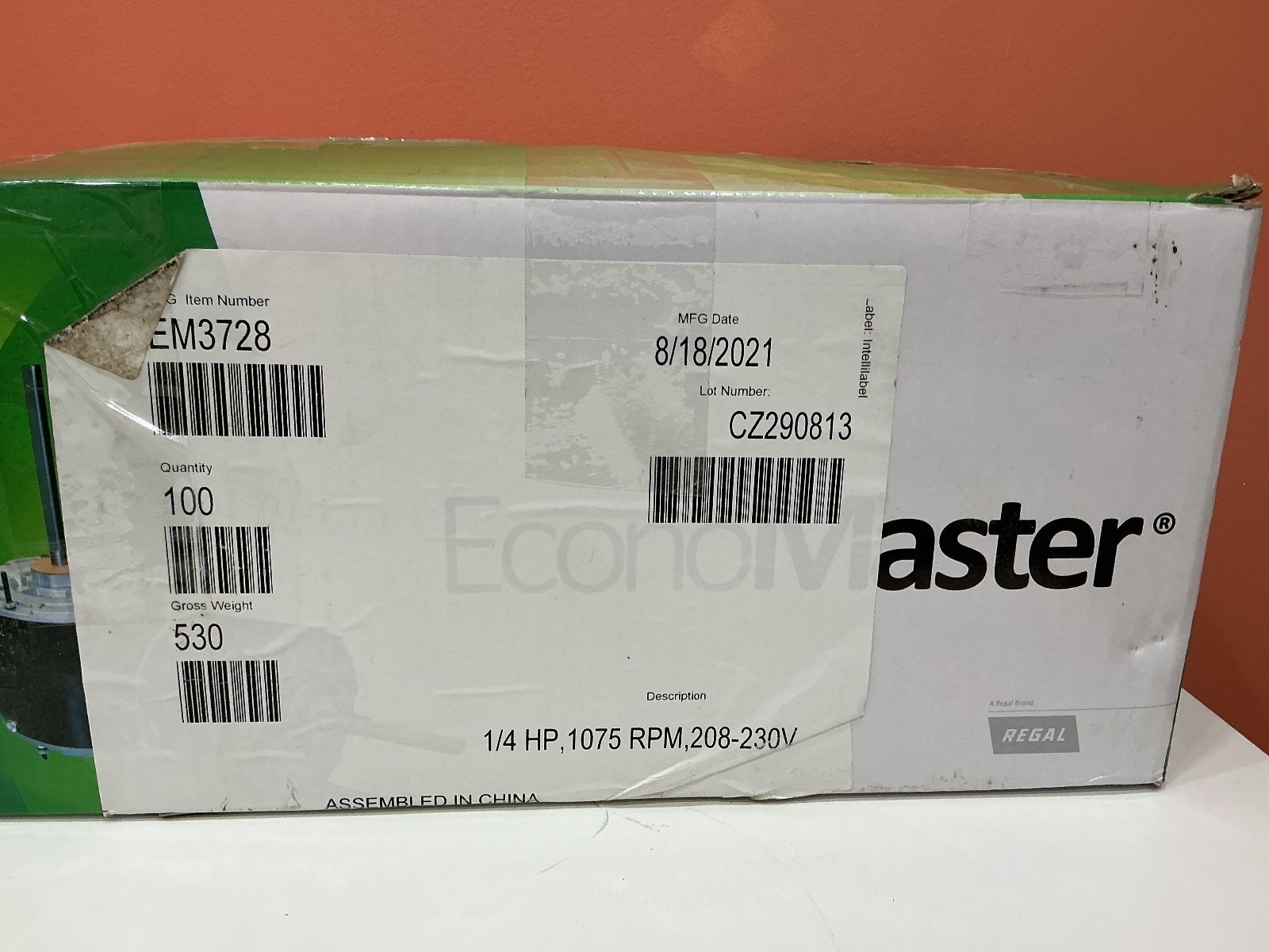 EconoMaster EM3728 Condenser Fan Motor 1/4 HP 1075 RPM 208-230V F48AH28A01 HVAC