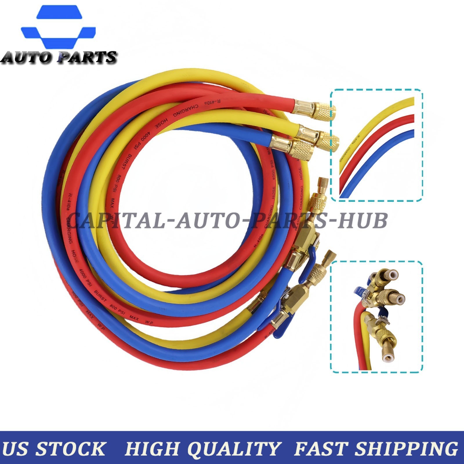 3Pack 29986 Plus II 1/4″ Hose with Compact Ball Valve 72″ for R-410A Refrige USA