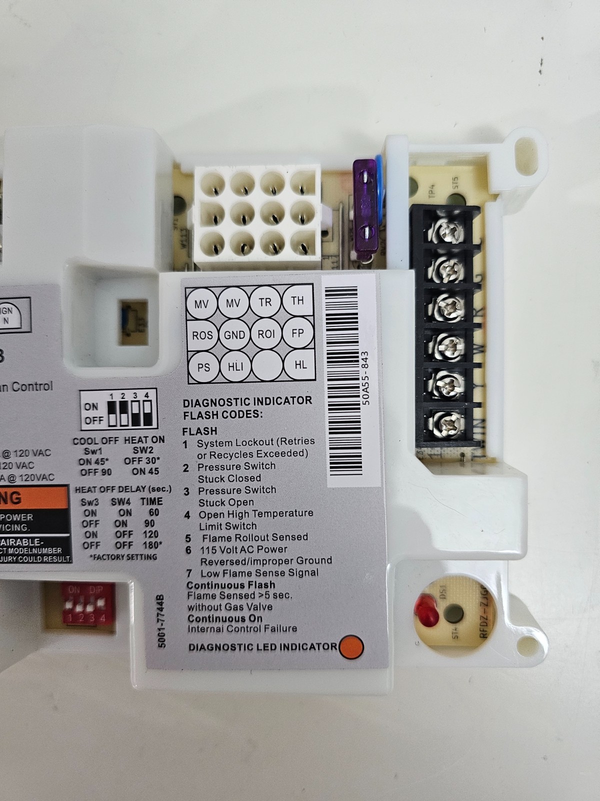 50A55-843 Ignition Control Module Universal Furnace Control Board Lennox White-R