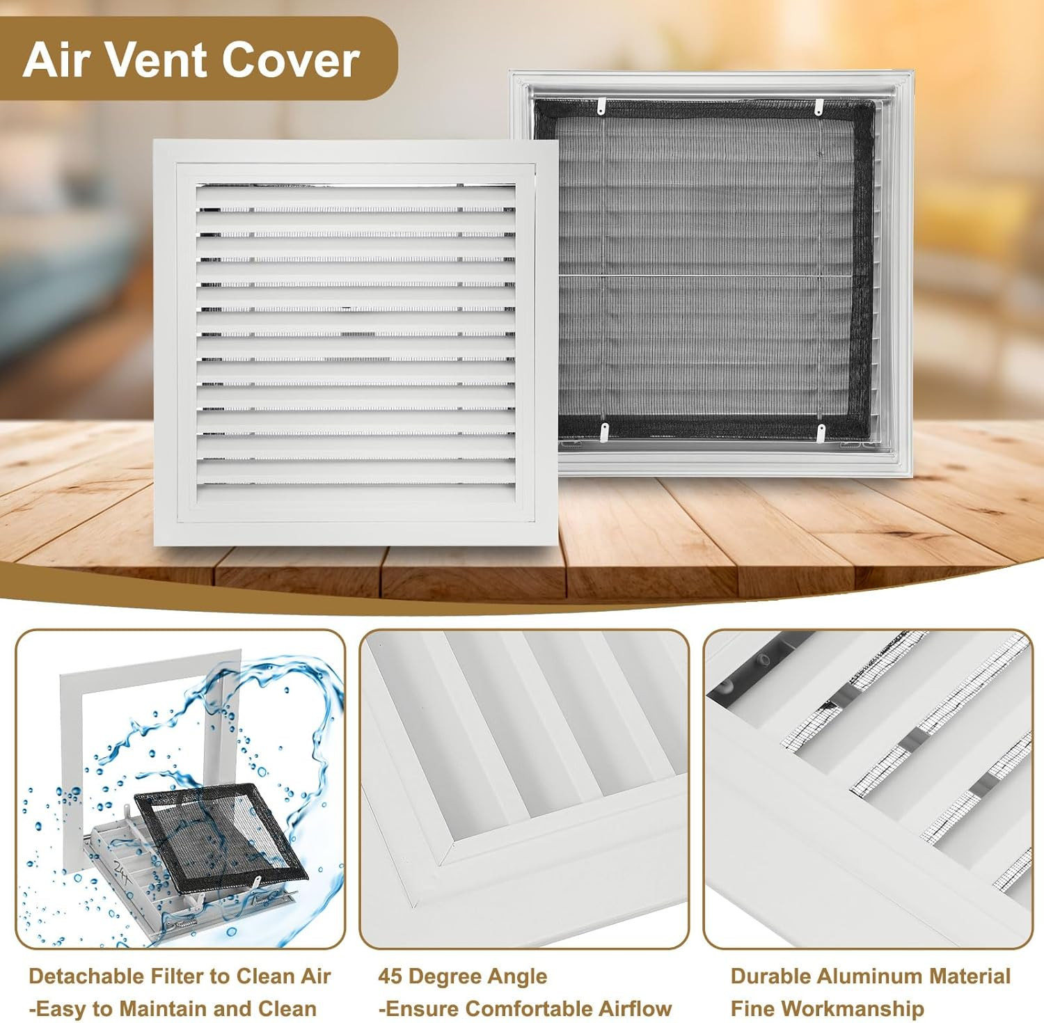 20″ X 20″ Aluminum Return Grille, Return Air Vent Cover Linear Bar Removable Gri