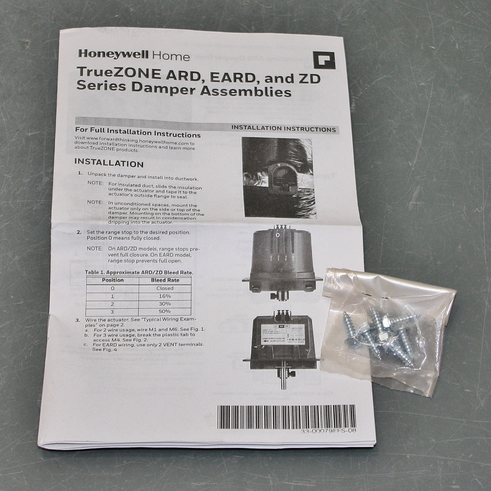 Honeywell TrueZone Parallel Blade Damper ZD6X10TZ, 6″ x 10″, 24V AC, Aluminum