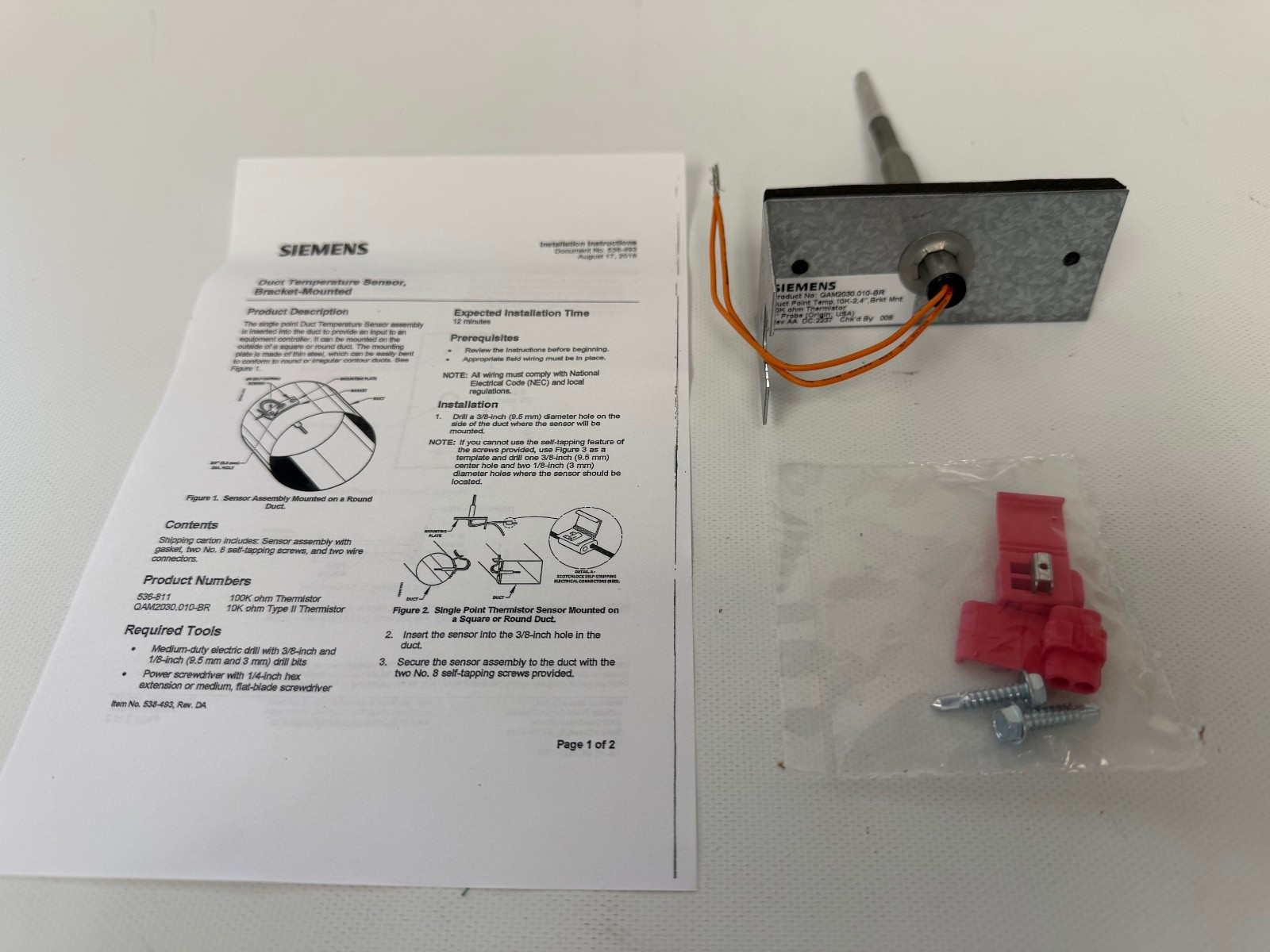 SIEMENS QAM2030.010-BR DUCT POINT TEMP SENSOR 10H-2 4″ BRACKET NEW OPEN BOX