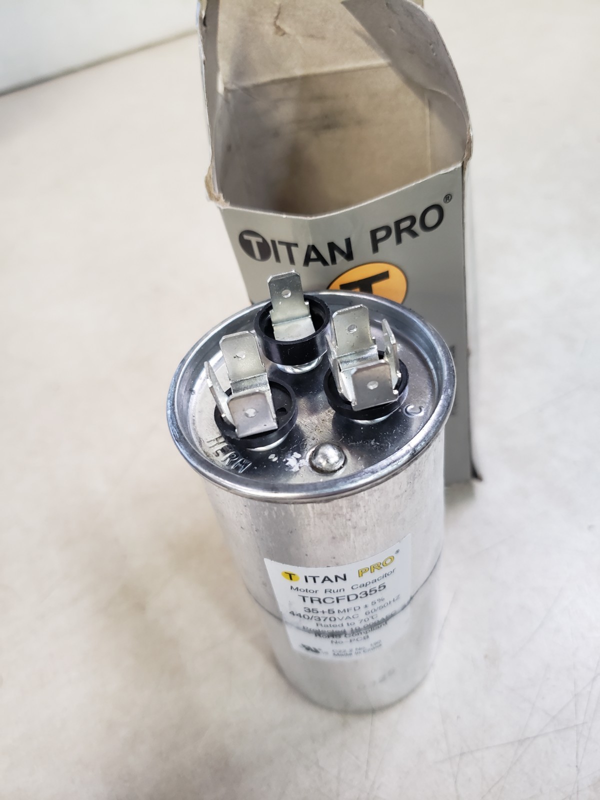 Titan Pro TRCFD355 HVAC Round Dual Run Capacitor 35/5 440/370 HVAC A/C PACKARD