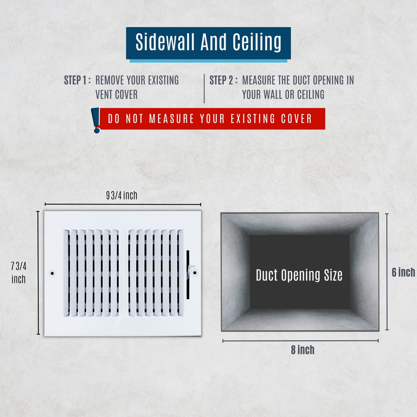 Handua 8×6 Steel Air Supply Diffuser White Ceiling Wall Register Vent Cover