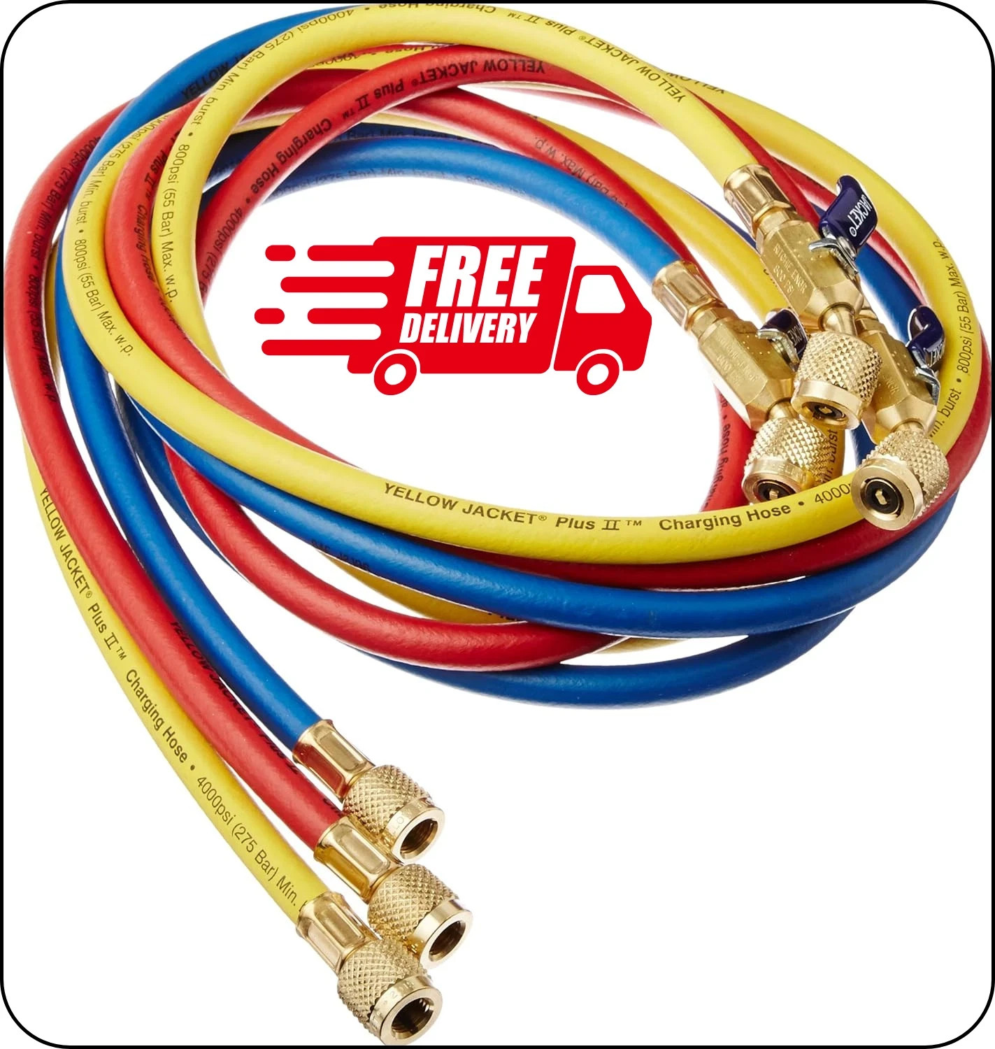 Yellow Jacket 29986 Plus II 1/4″ Hose with Compact Ball Valve, 72″ (Pack of 3)⭐⭐